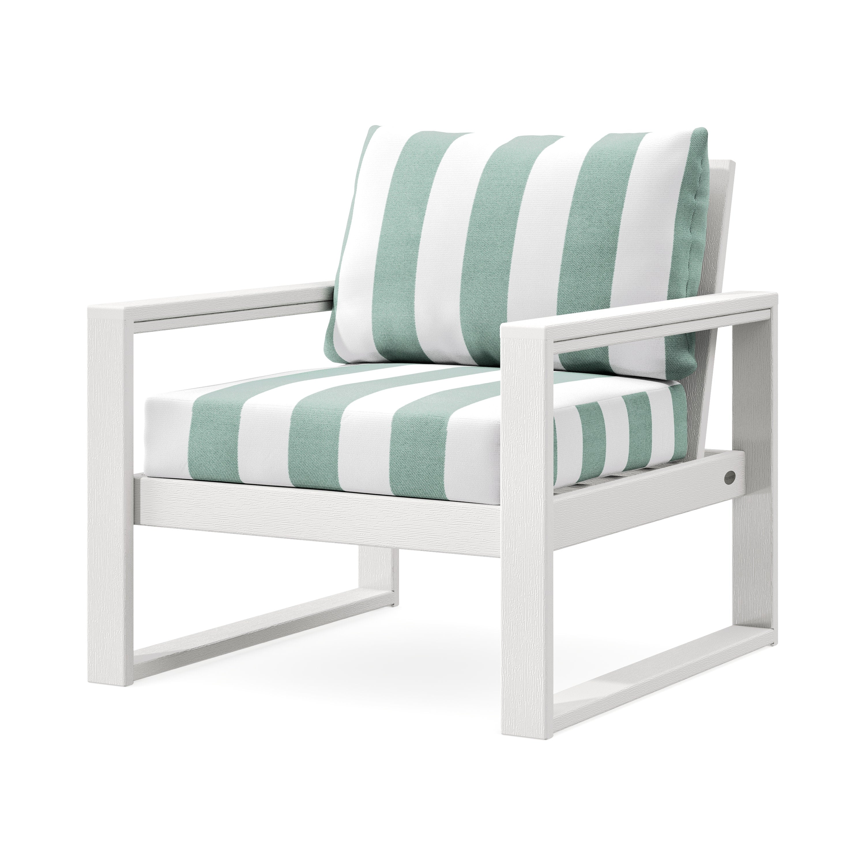 EDGE Club Chair in Vintage White / Cabana Stripe Glacier Spa