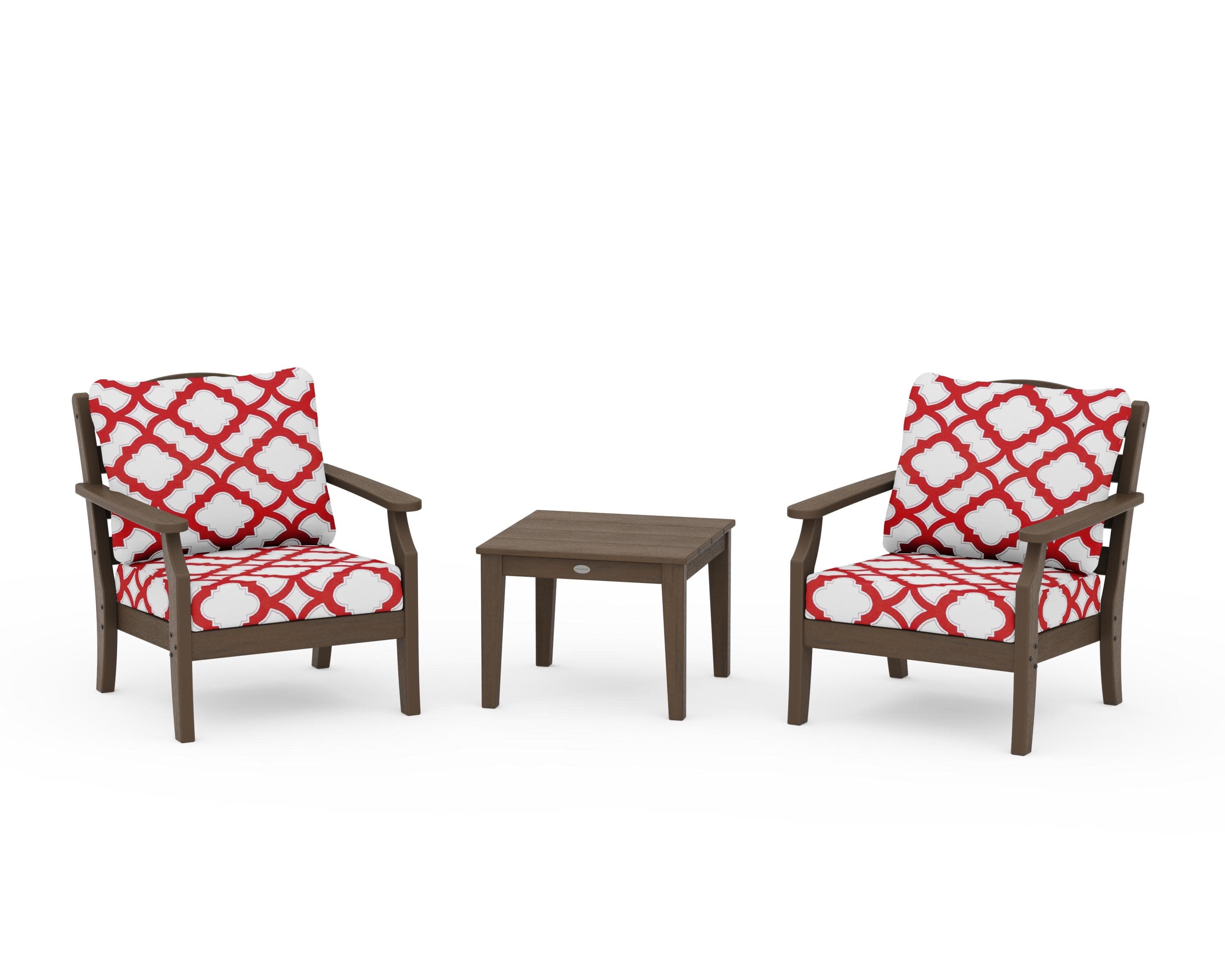 Savannah 3-Piece Deep Seating Set in Kona / Trellis Crimson