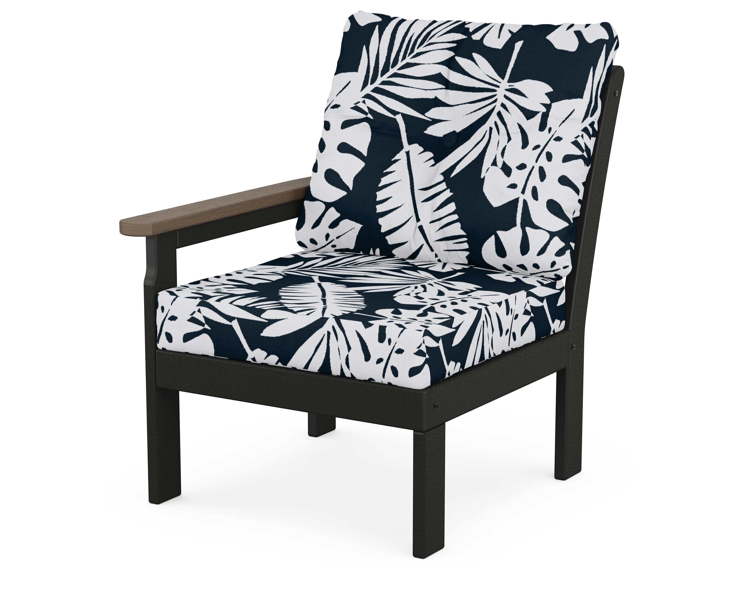 Vineyard Modular Left Arm Chair in Black / Kona / Leaf Marine Indigo