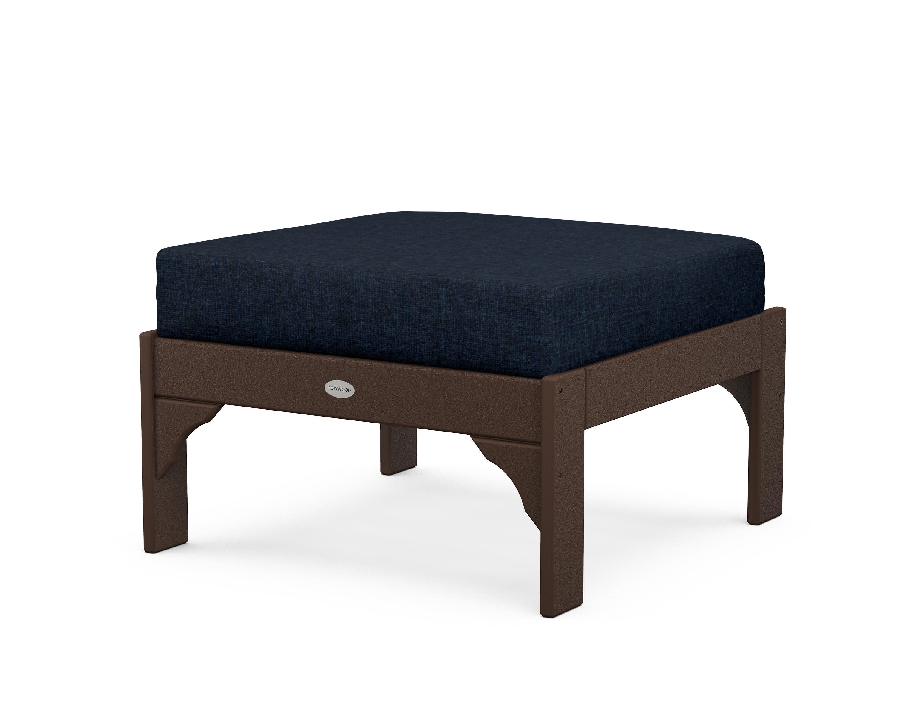 Vineyard Deep Seating Ottoman in Mahogany / Marine Indigo