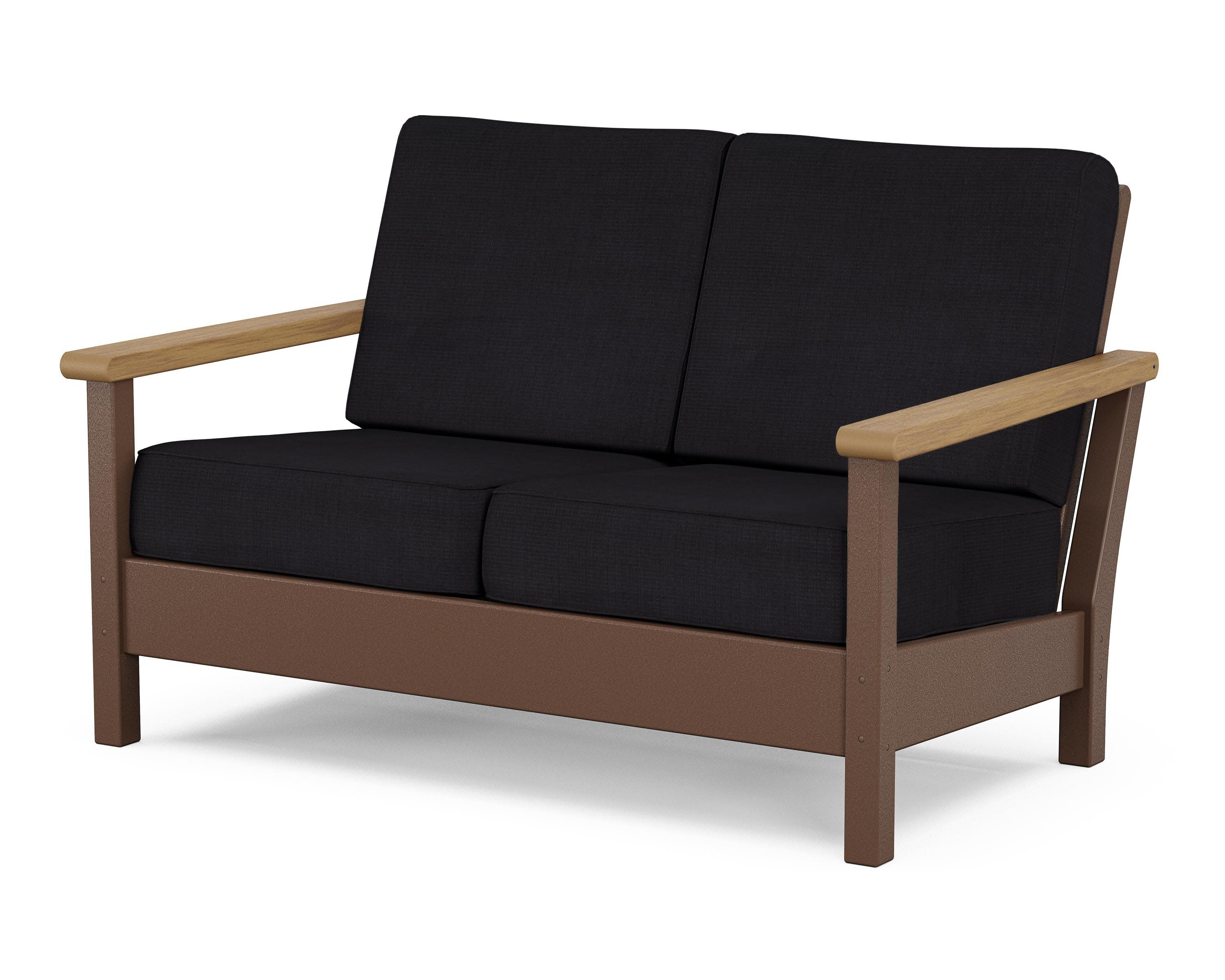 Harbour Deep Seating Loveseat in Mahogany / Natural / Midnight Linen
