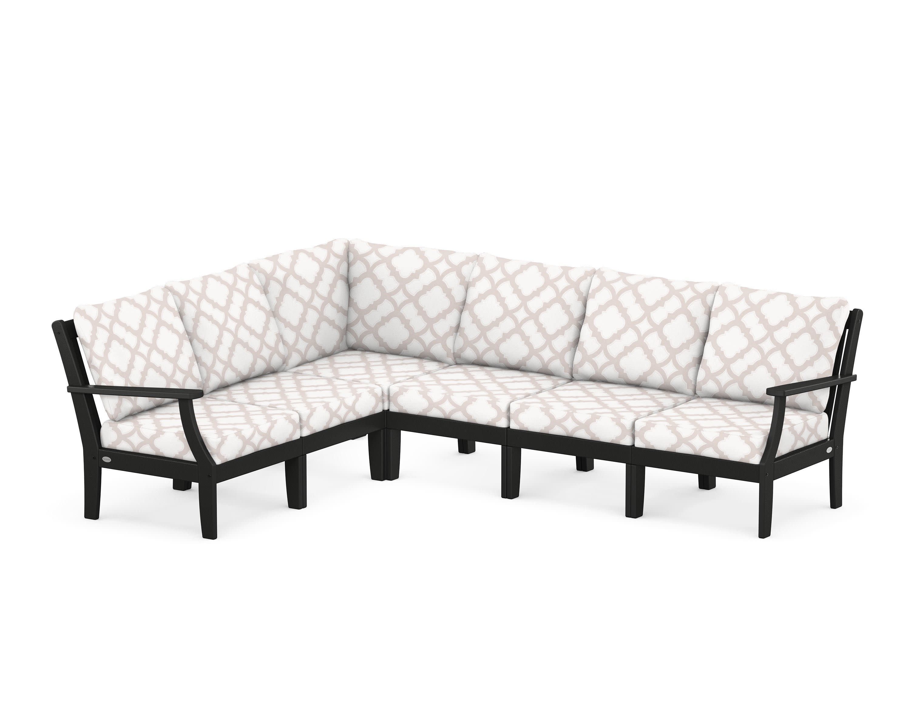 Braxton Modular 6-Piece Deep Seating Set in Black / Trellis Dune Burlap