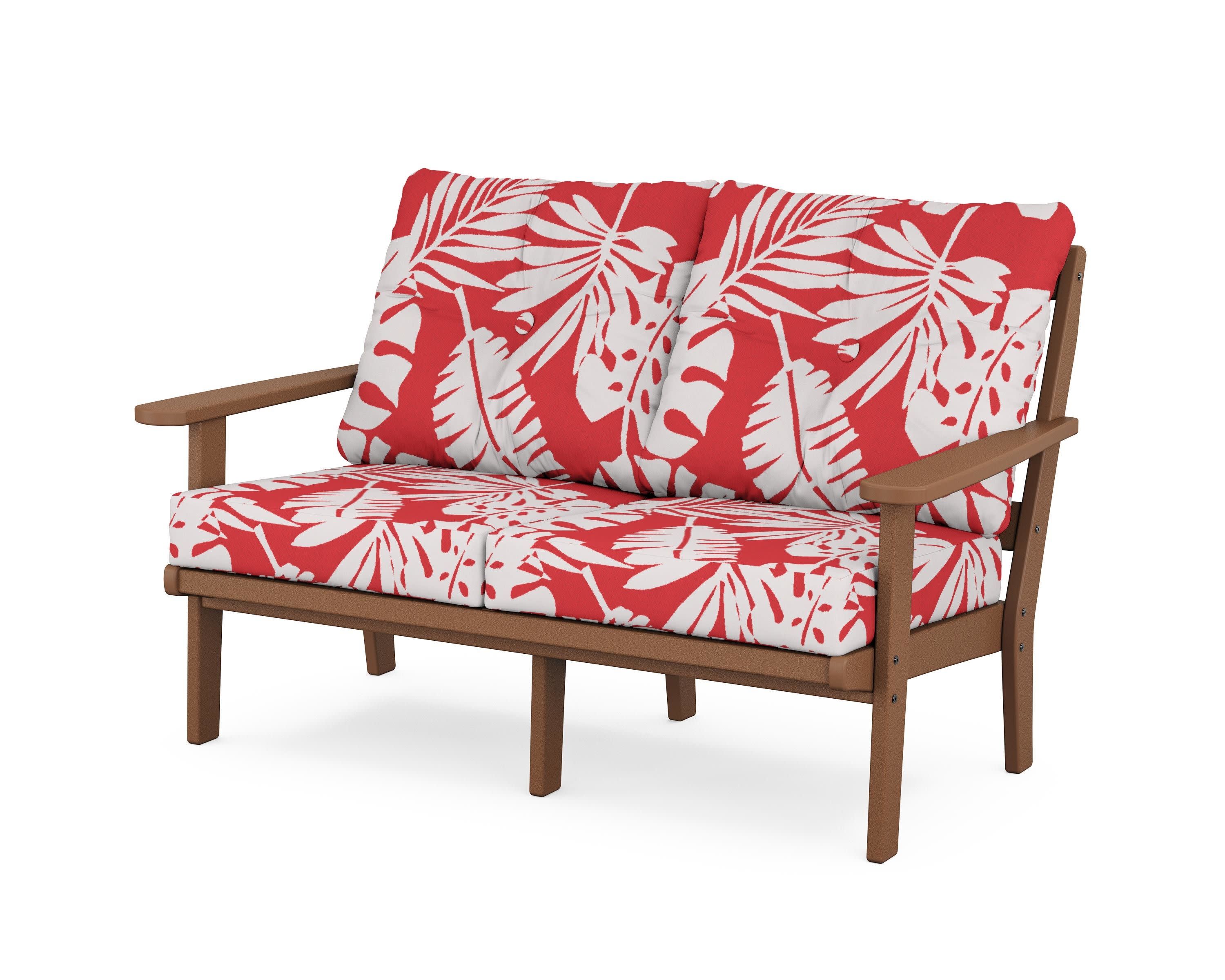 Mission Deep SeatingLoveseat in Teak / Leaf Crimson