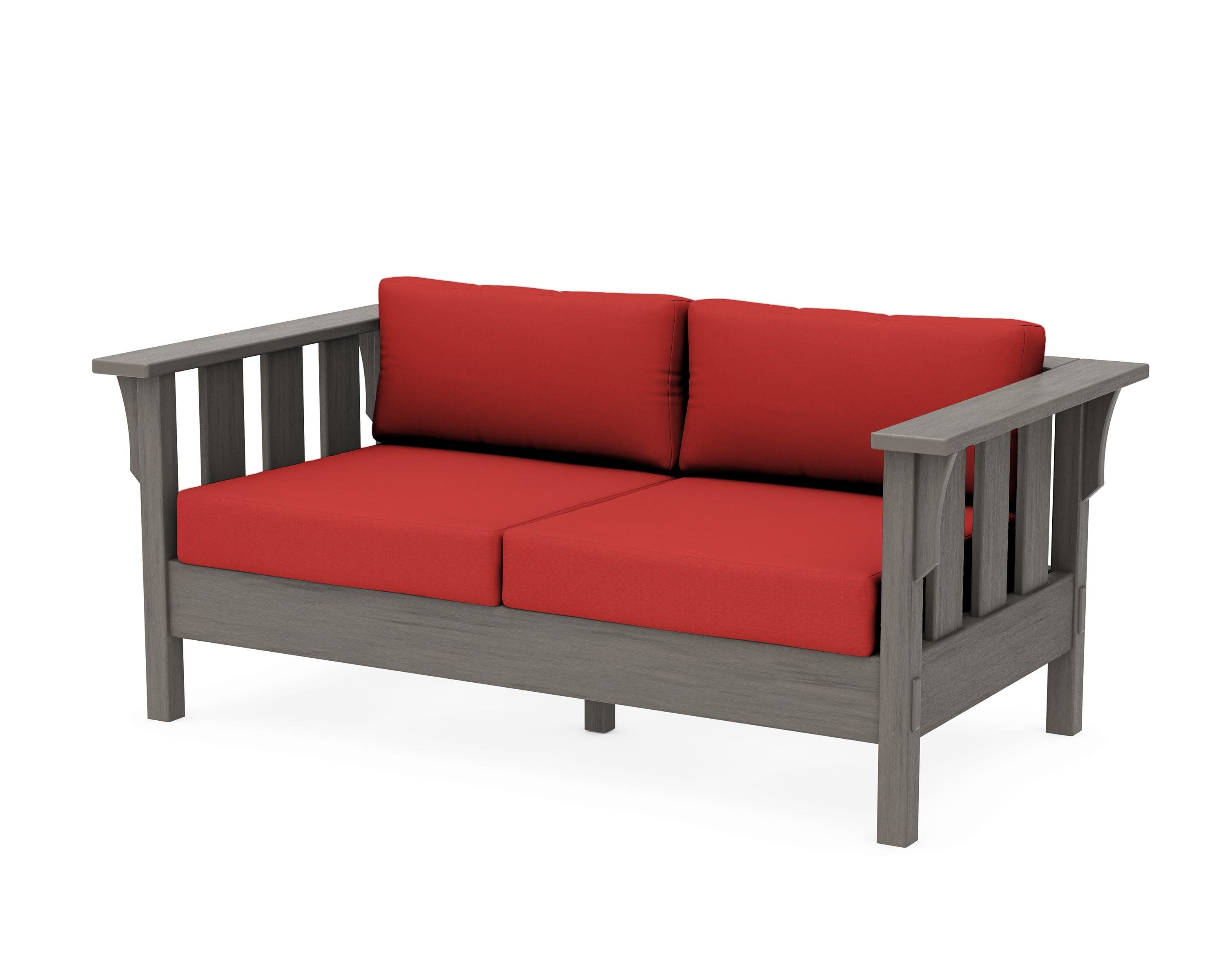 Acadia Deep Seating Loveseat in Driftwood / Crimson Linen