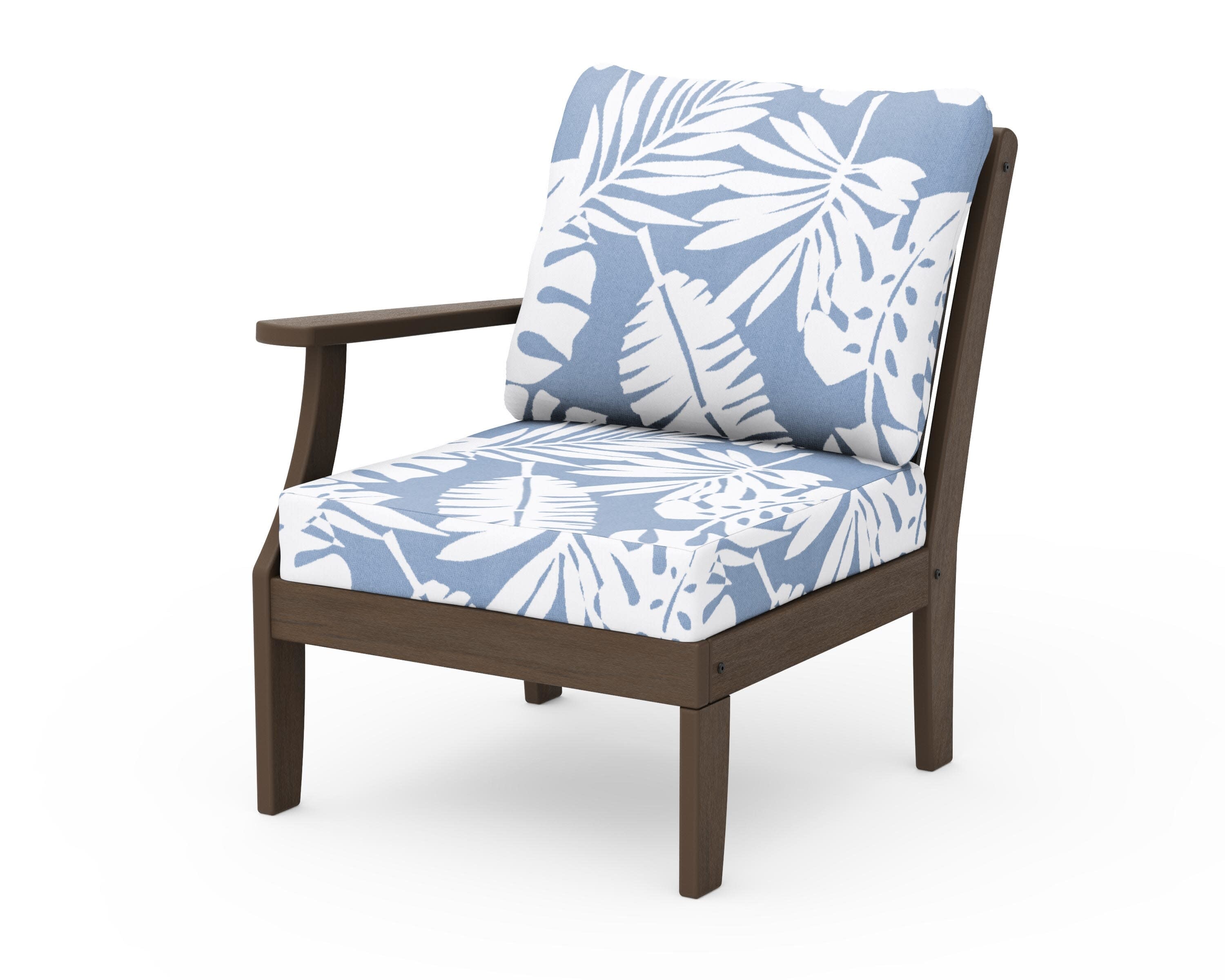 Braxton Modular Left Arm Chair in Kona / Leaf Sky Blue