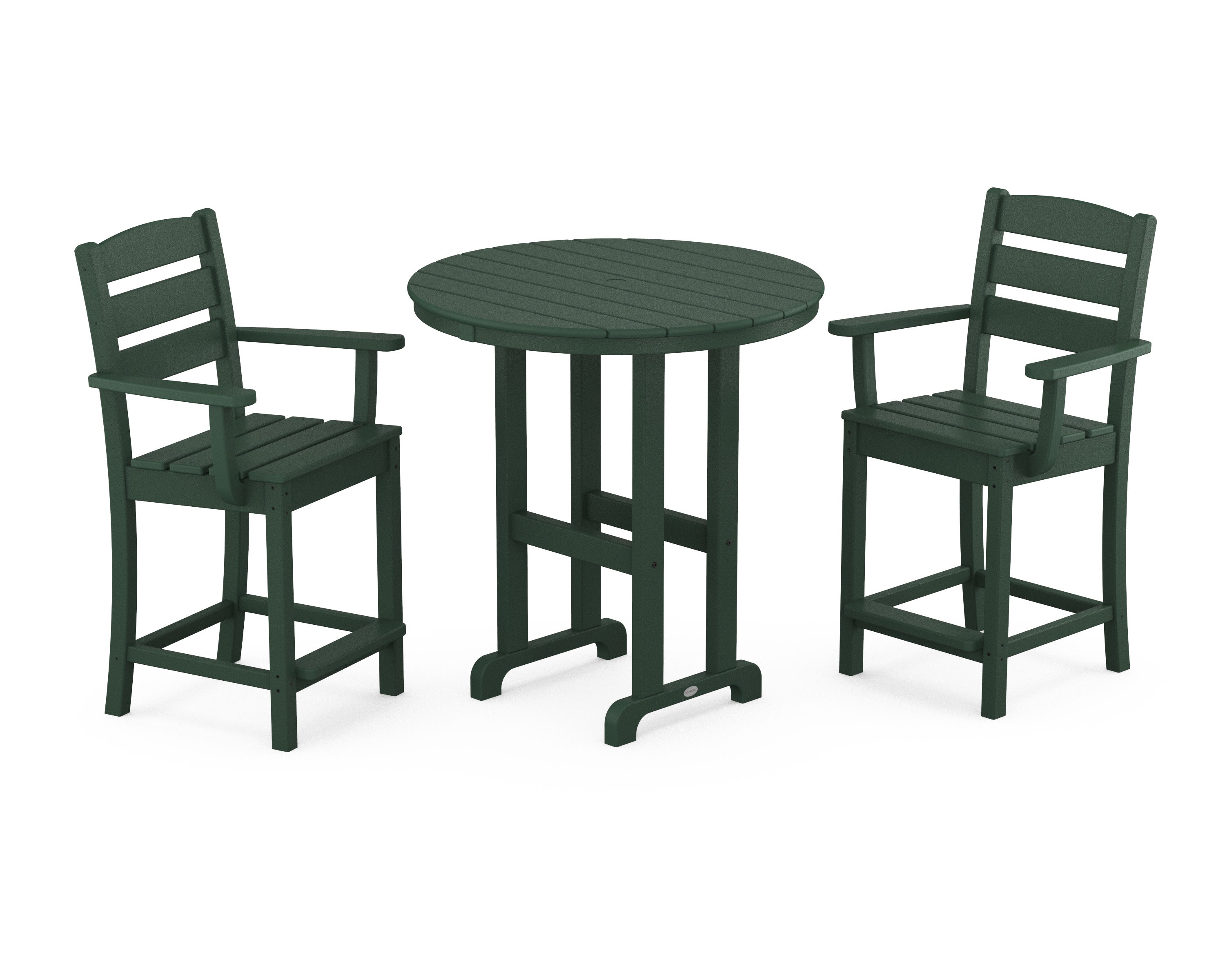 Lakeside 3-Piece Round Farmhouse Arm Chair Counter  Set in Green