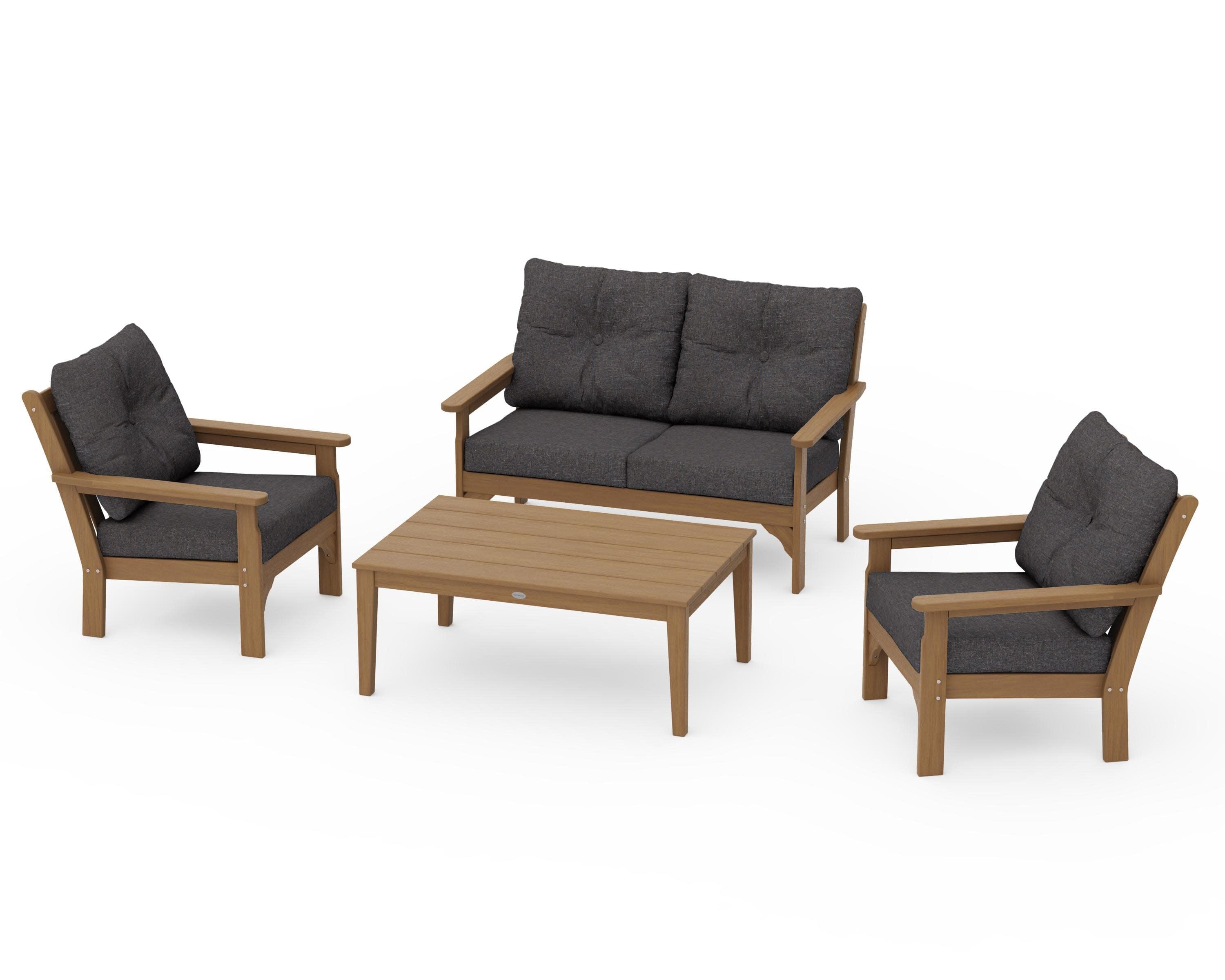 Vineyard 4-Piece Deep Seating Set in Natural / Ash Charcoal