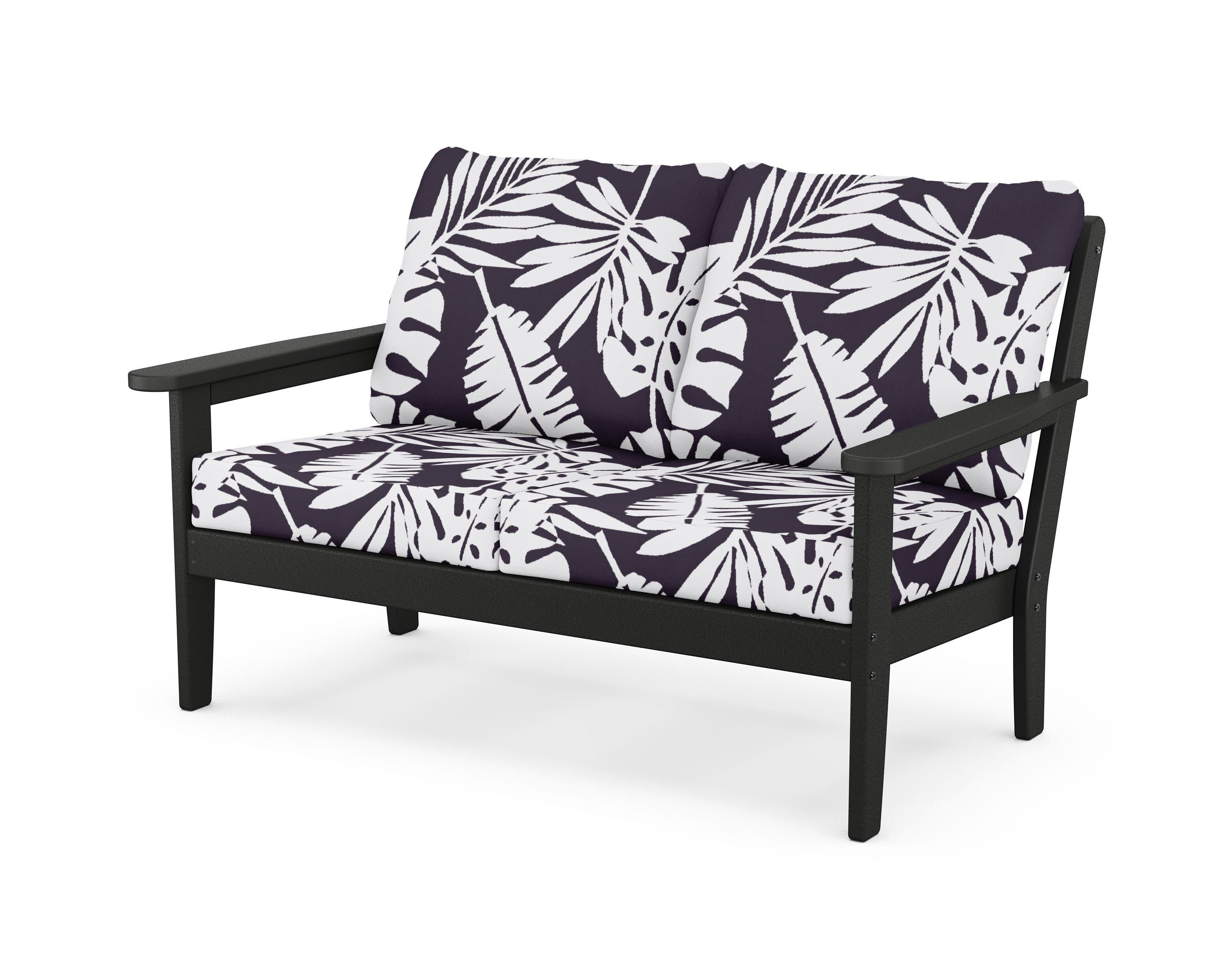 Cottage Deep Seating Loveseat in Black / Leaf Navy