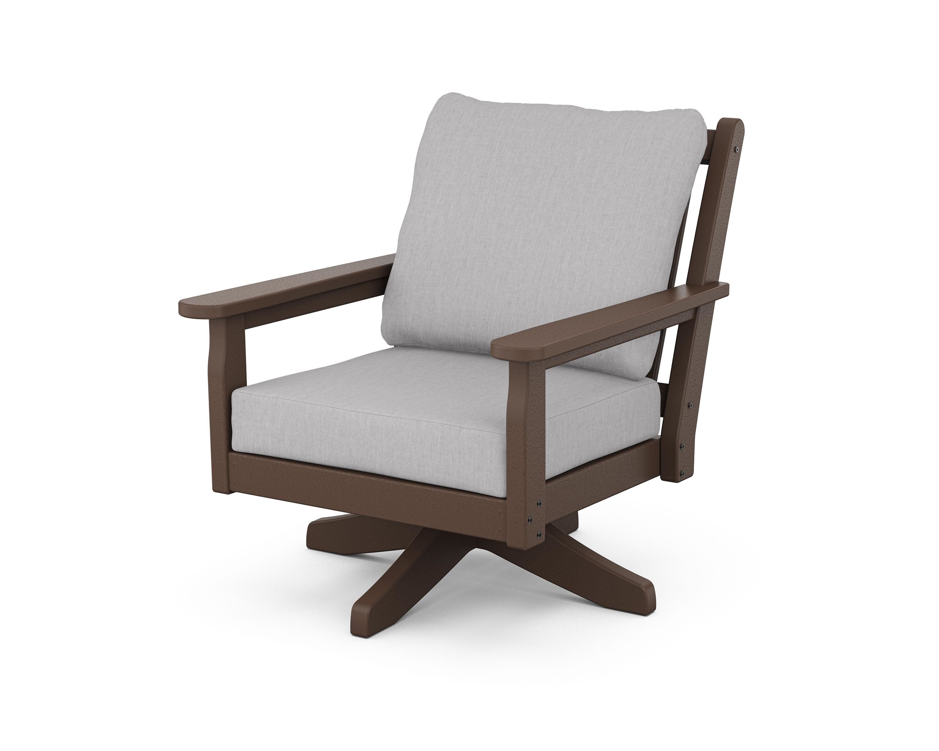 Chippendale Deep Seating Swivel Chair in Mahogany / Granite