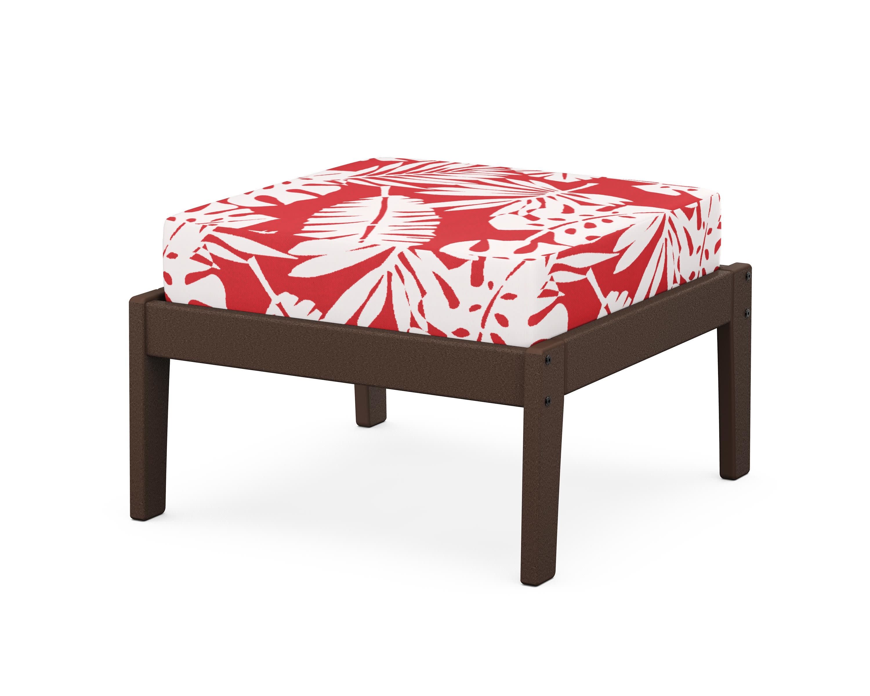 Deep Seating Ottoman in Mahogany / Leaf Crimson