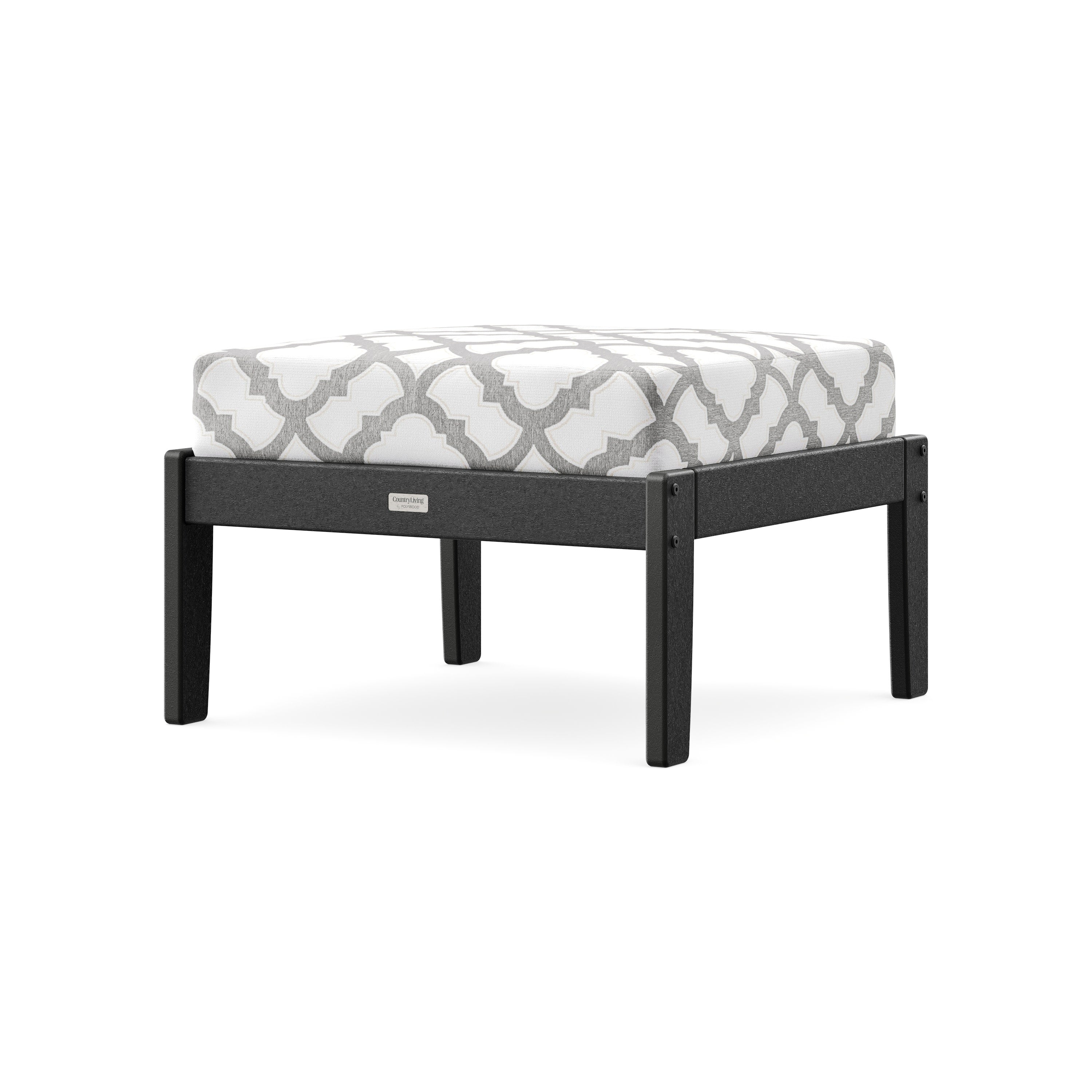 Cottage Deep Seating Ottoman in Black / Trellis Grey Mist
