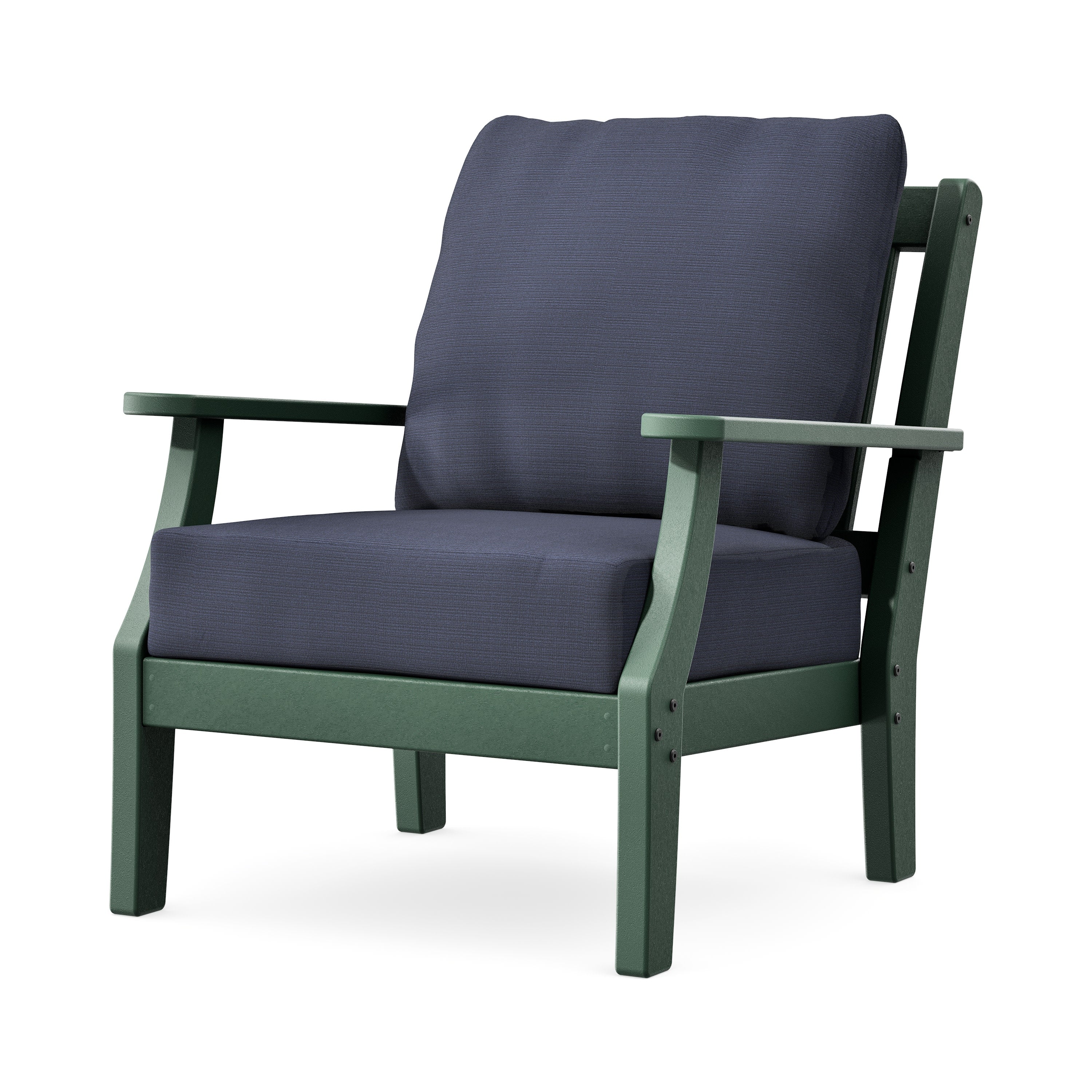 Chinoiserie Deep Seating Chair in Green / Navy Linen