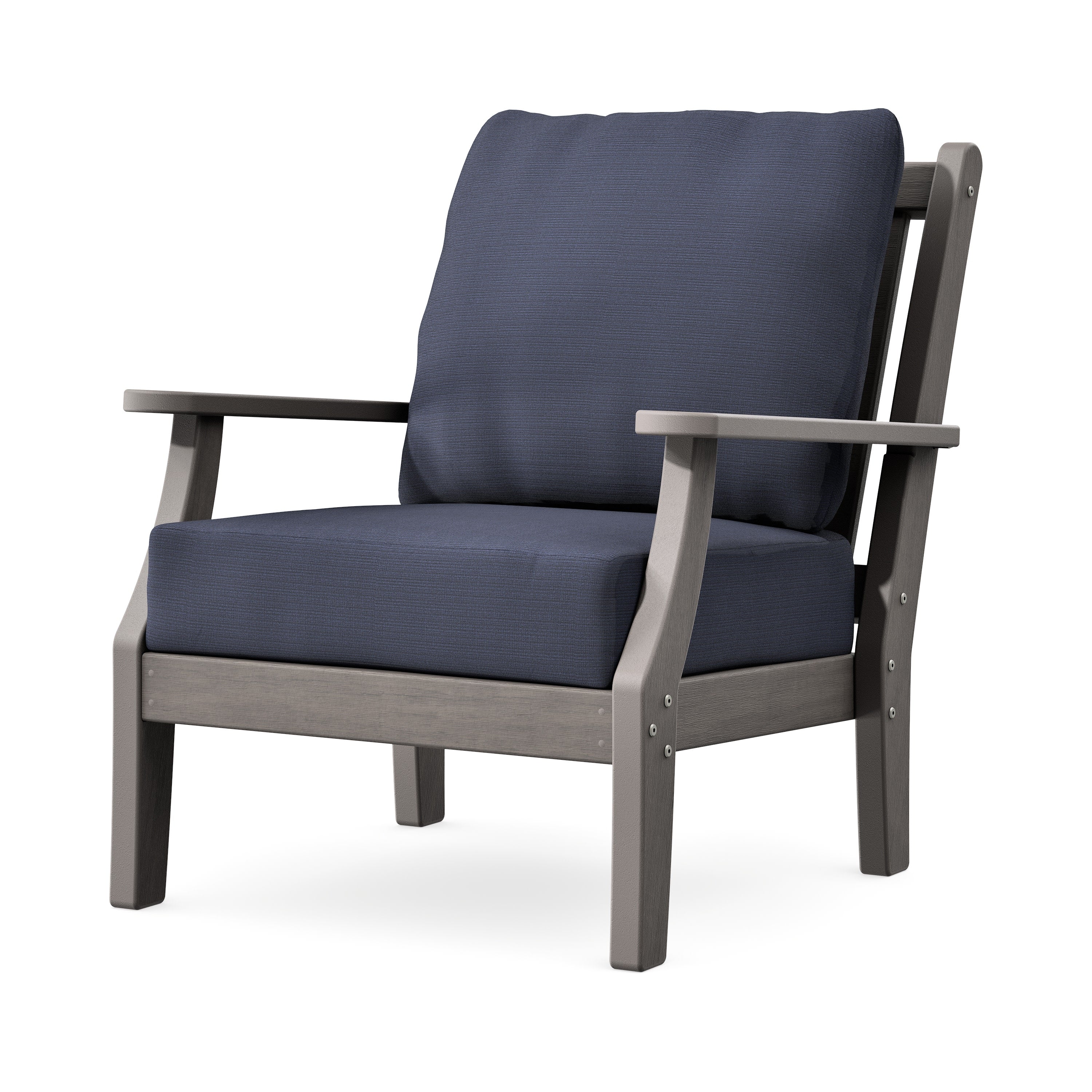 Wovendale Deep Seating Chair in Driftwood / Navy Linen