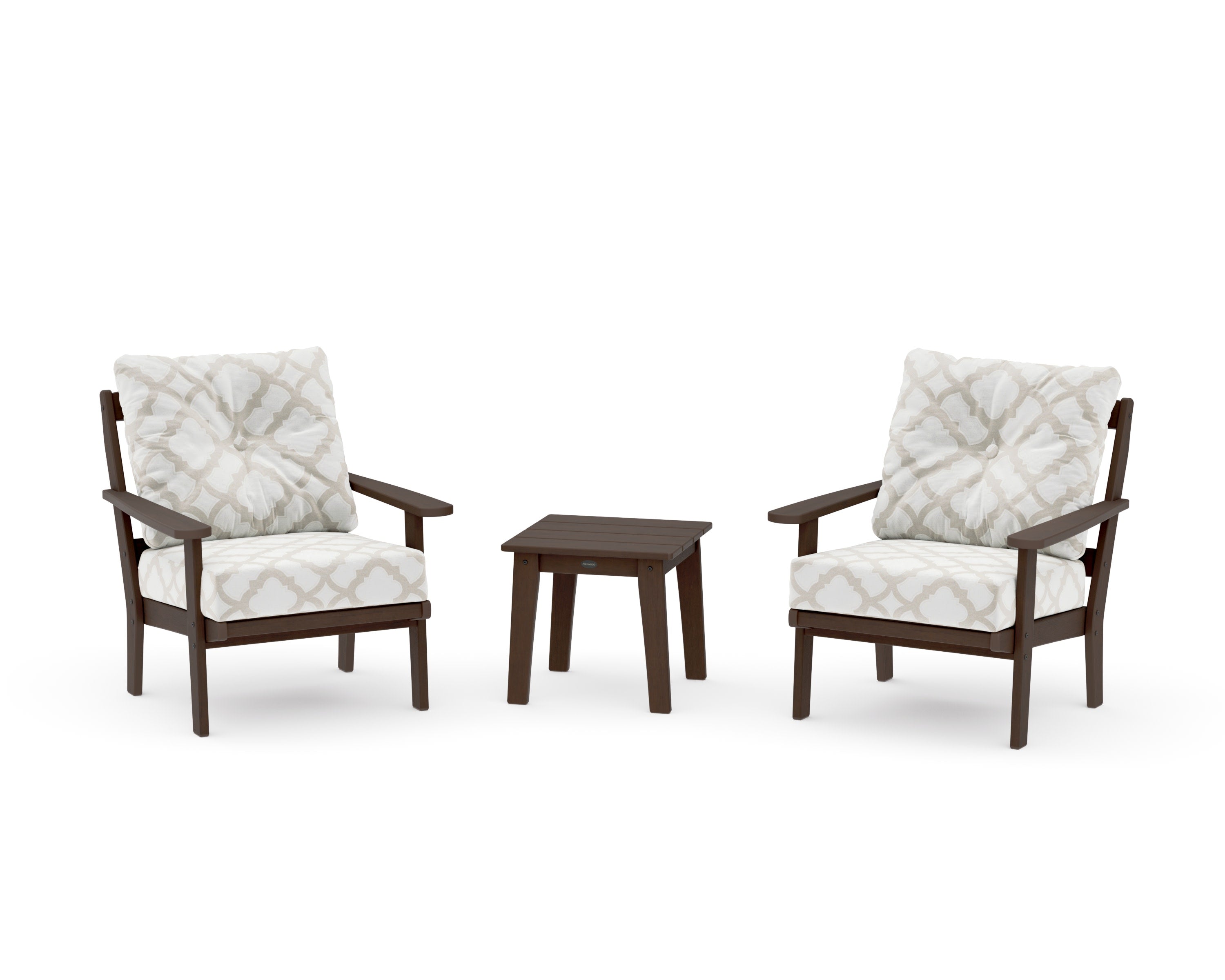 Mission 3-Piece Deep Seating Set in Kona / Trellis Dune Burlap