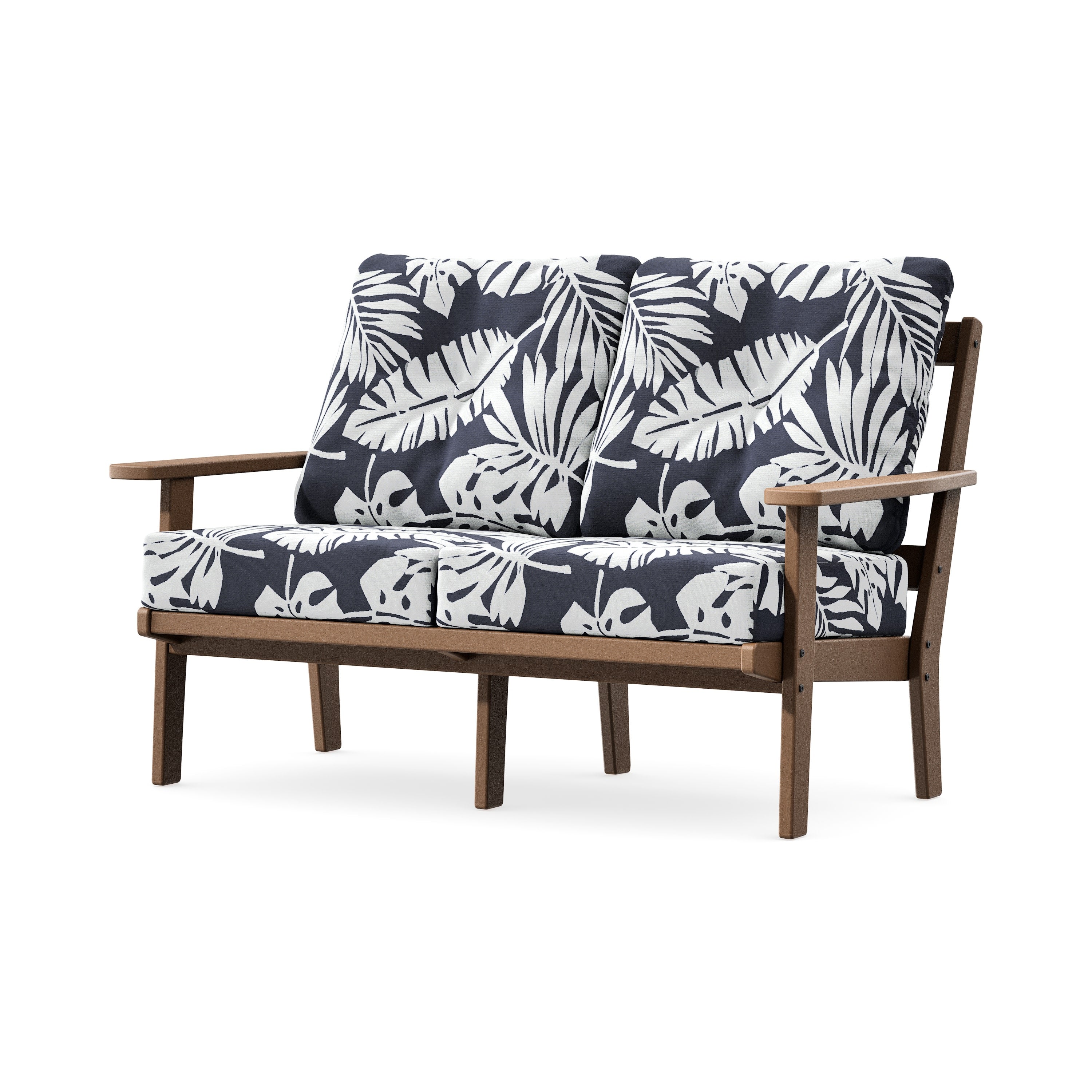Prairie Deep SeatingLoveseat in Teak / Leaf Navy