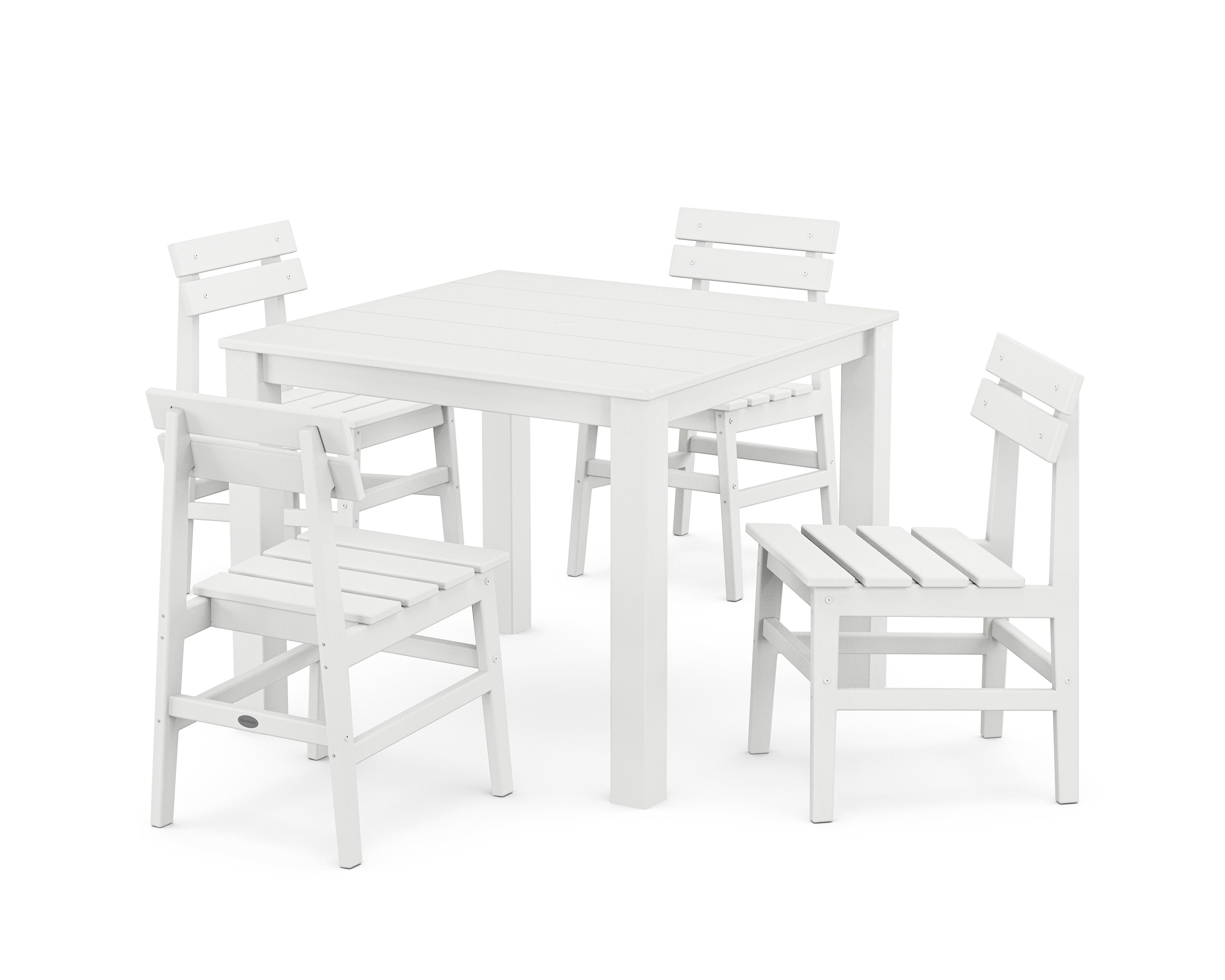 Modern Studio Plaza Chair 5-Piece Parsons Dining Set in White