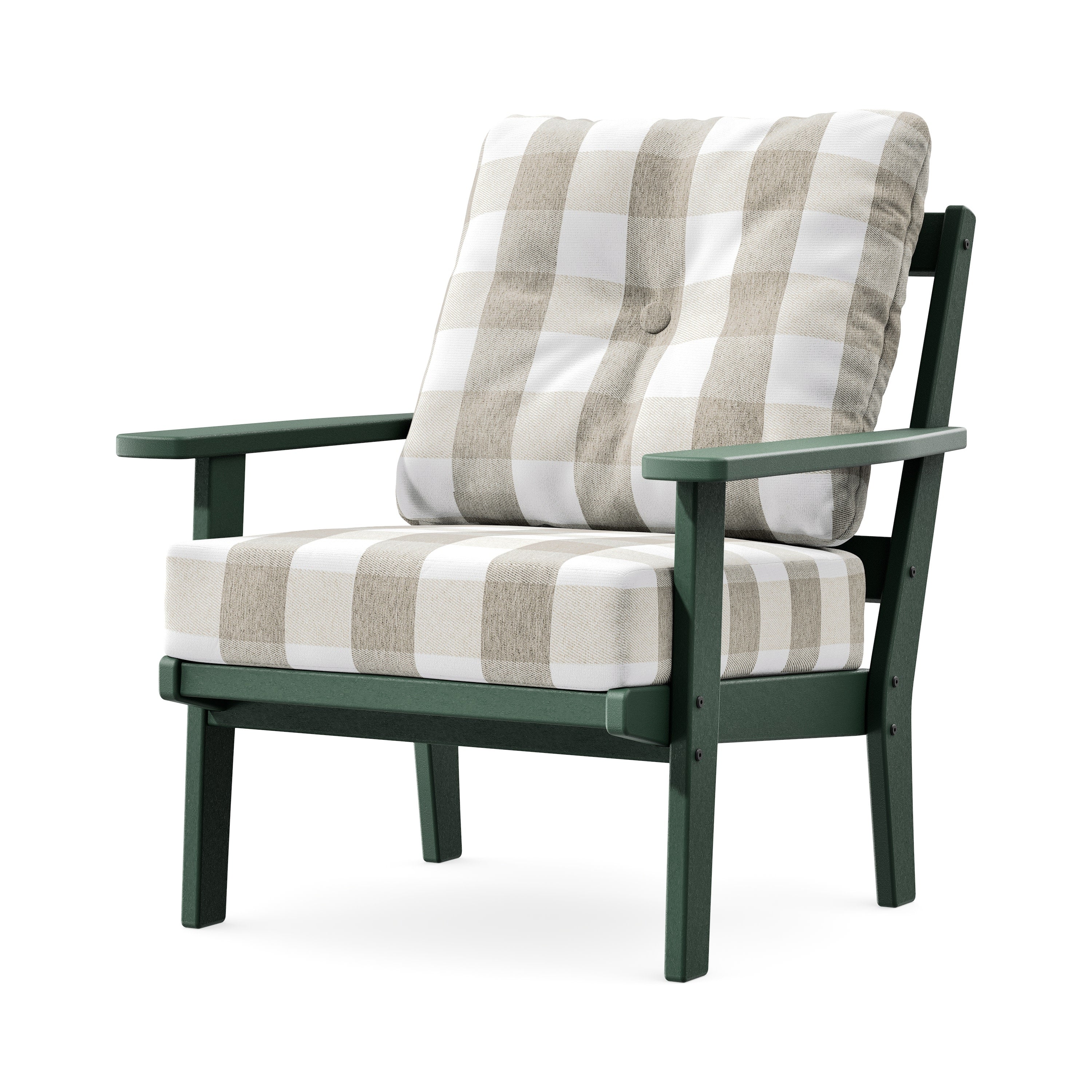 Prairie Deep Seating Chair in Green / Buffalo Plaid Dune Burlap