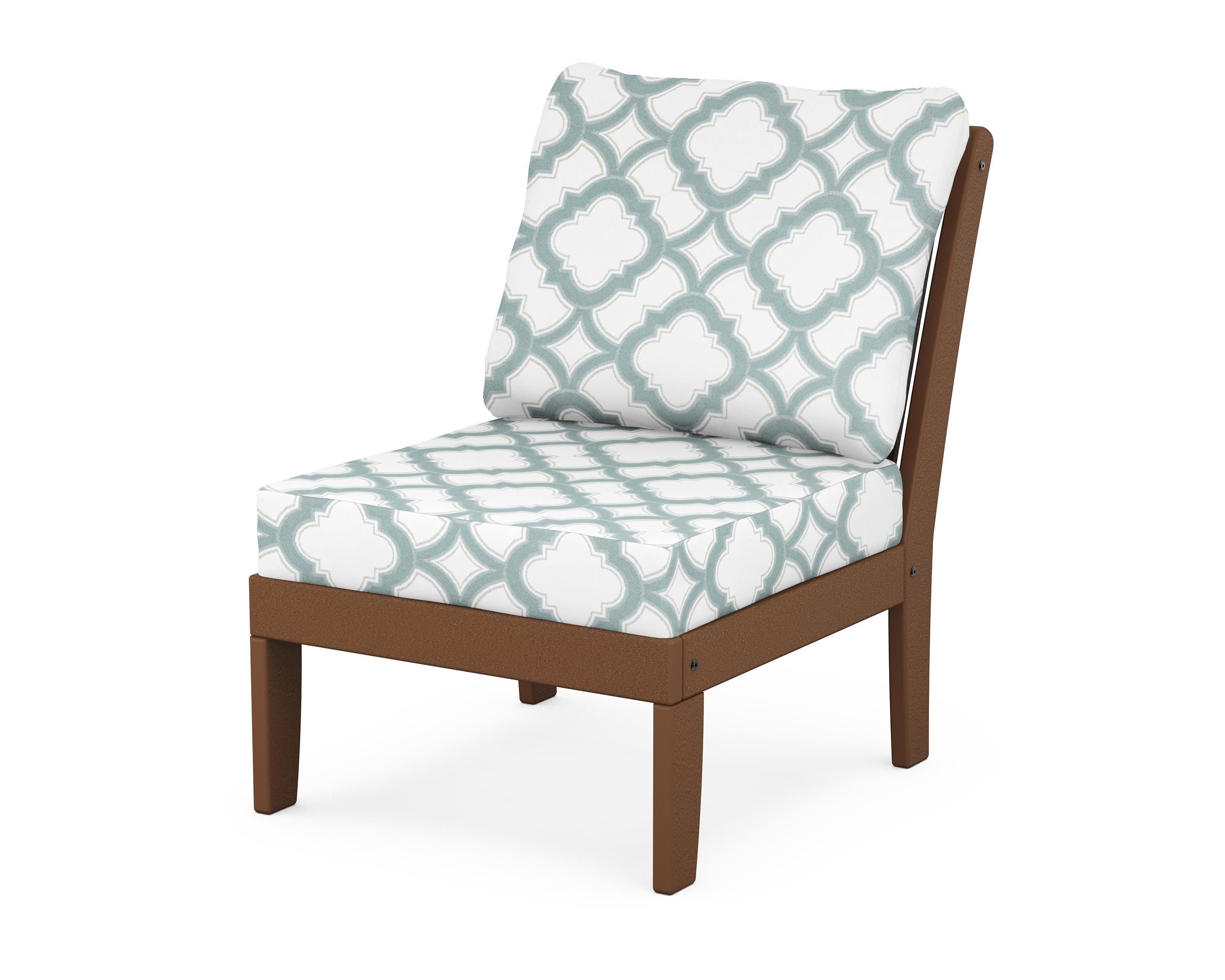 Braxton Modular Armless Chair in Teak / Trellis Glacier Spa