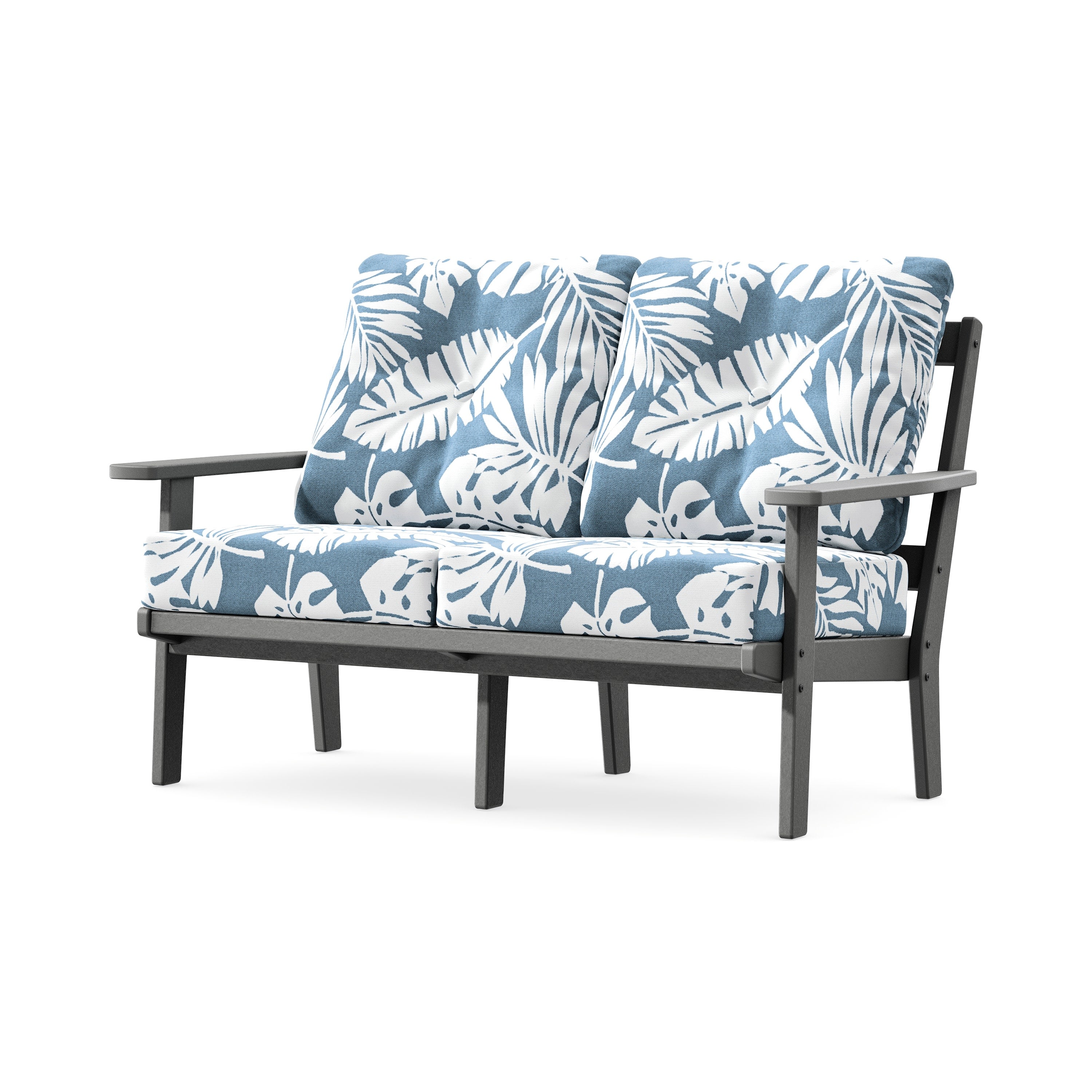 Prairie Deep SeatingLoveseat in Slate Grey / Leaf Sky Blue