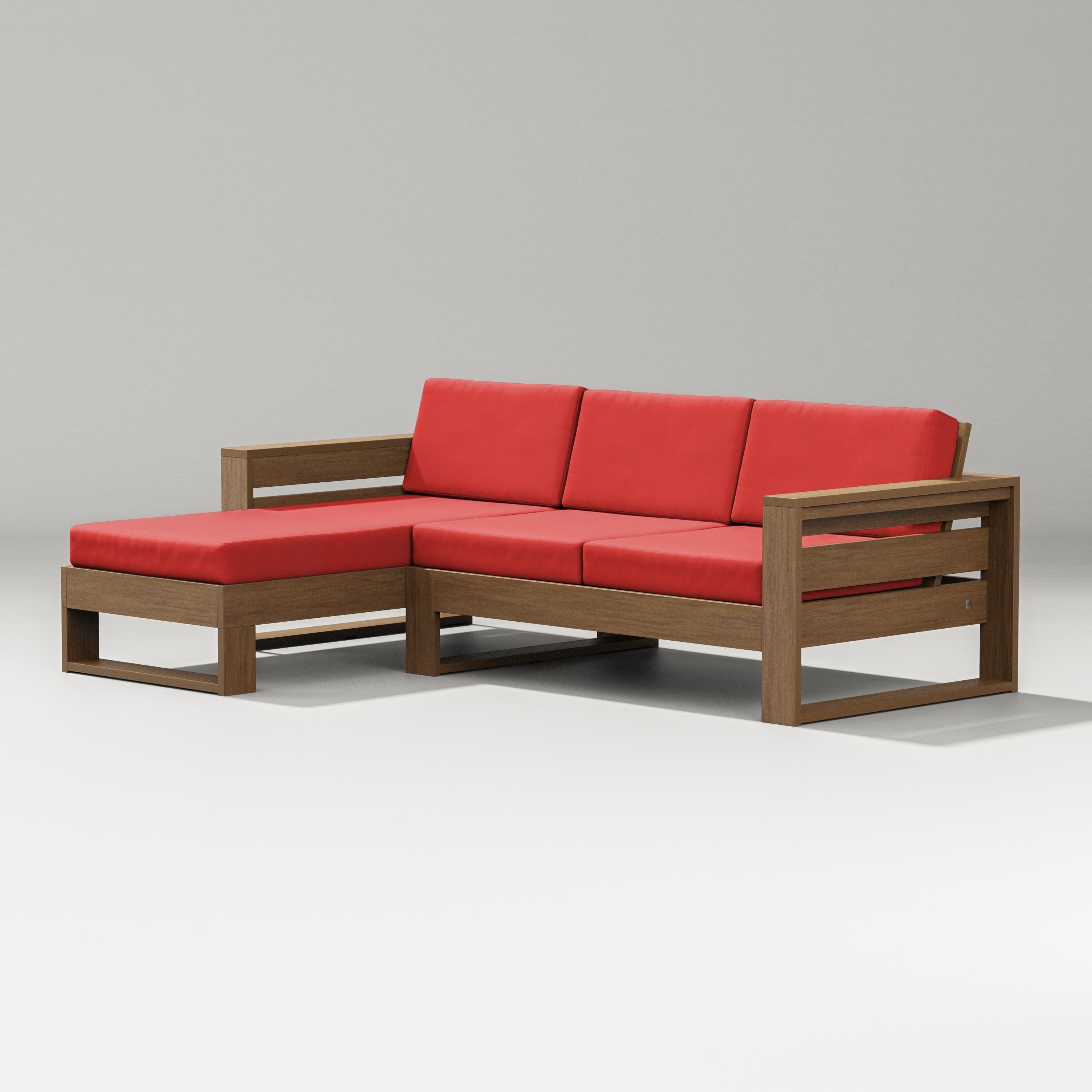 Latitude Left Chaise Sectional in Natural / Crimson Linen