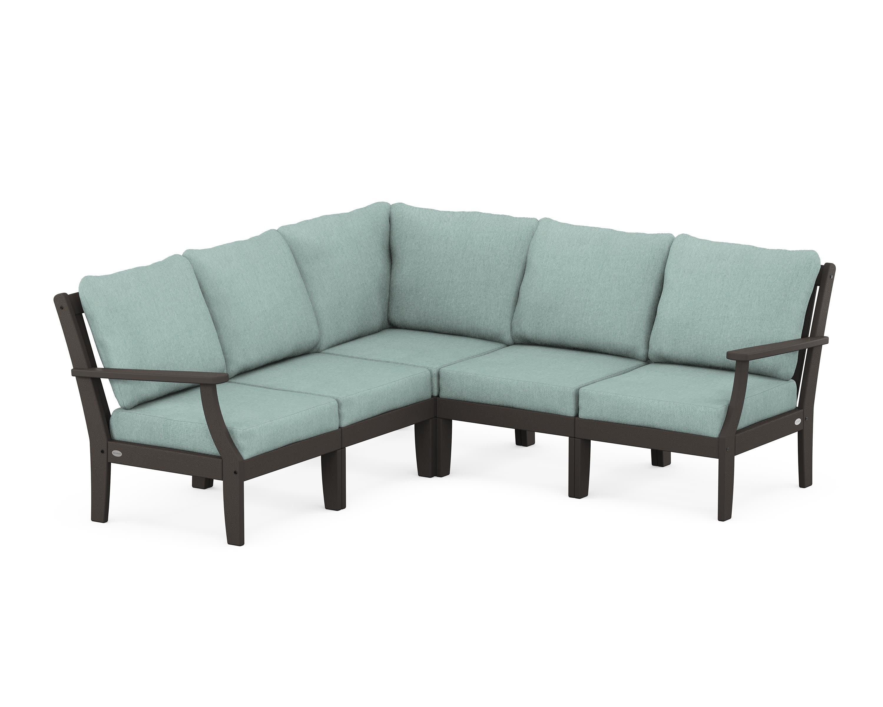 Braxton Modular 5-Piece Deep Seating Set in Vintage Coffee / Glacier Spa