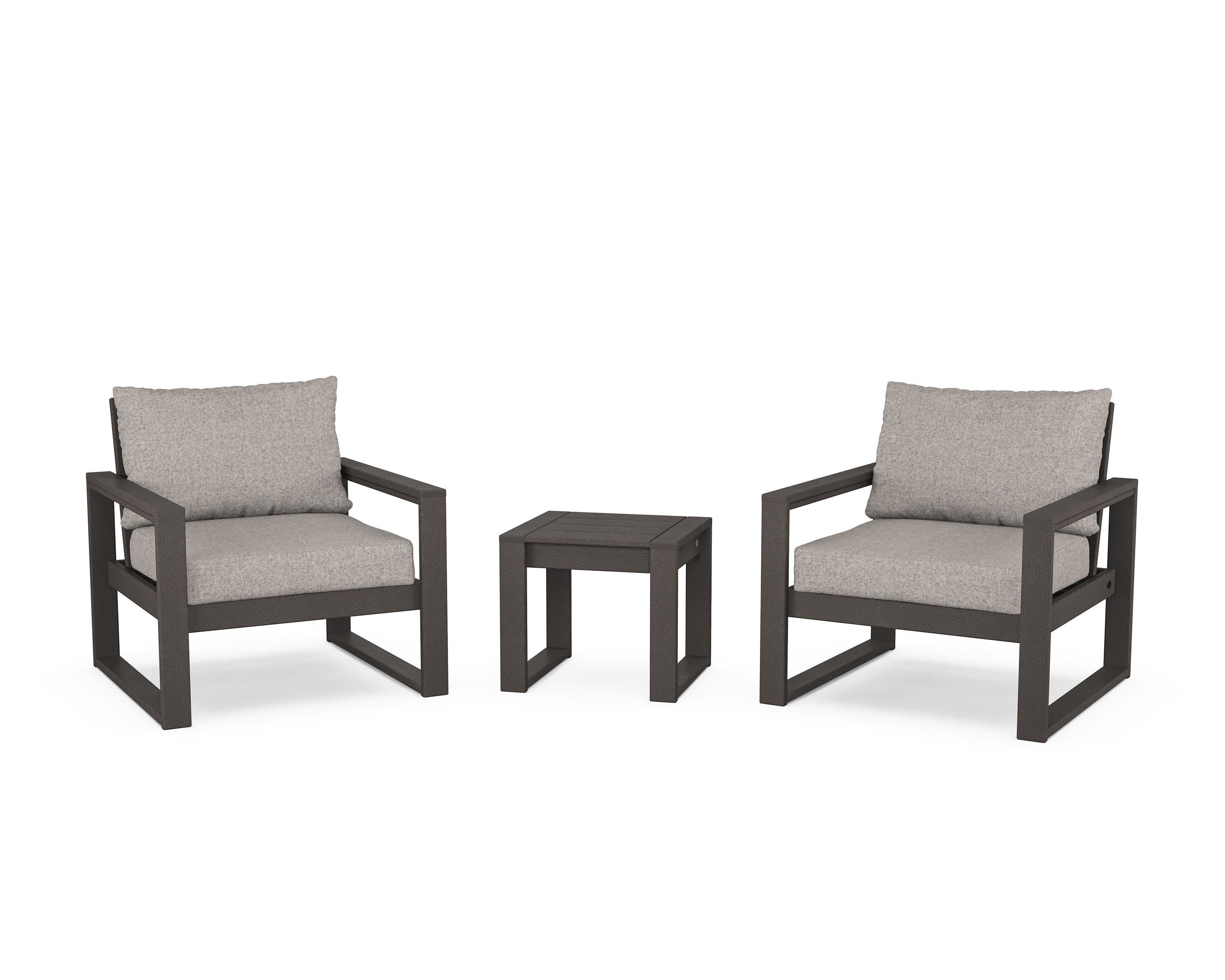 EDGE Sectional 3-Piece Deep Seating Set in Vintage Coffee / Weathered Tweed
