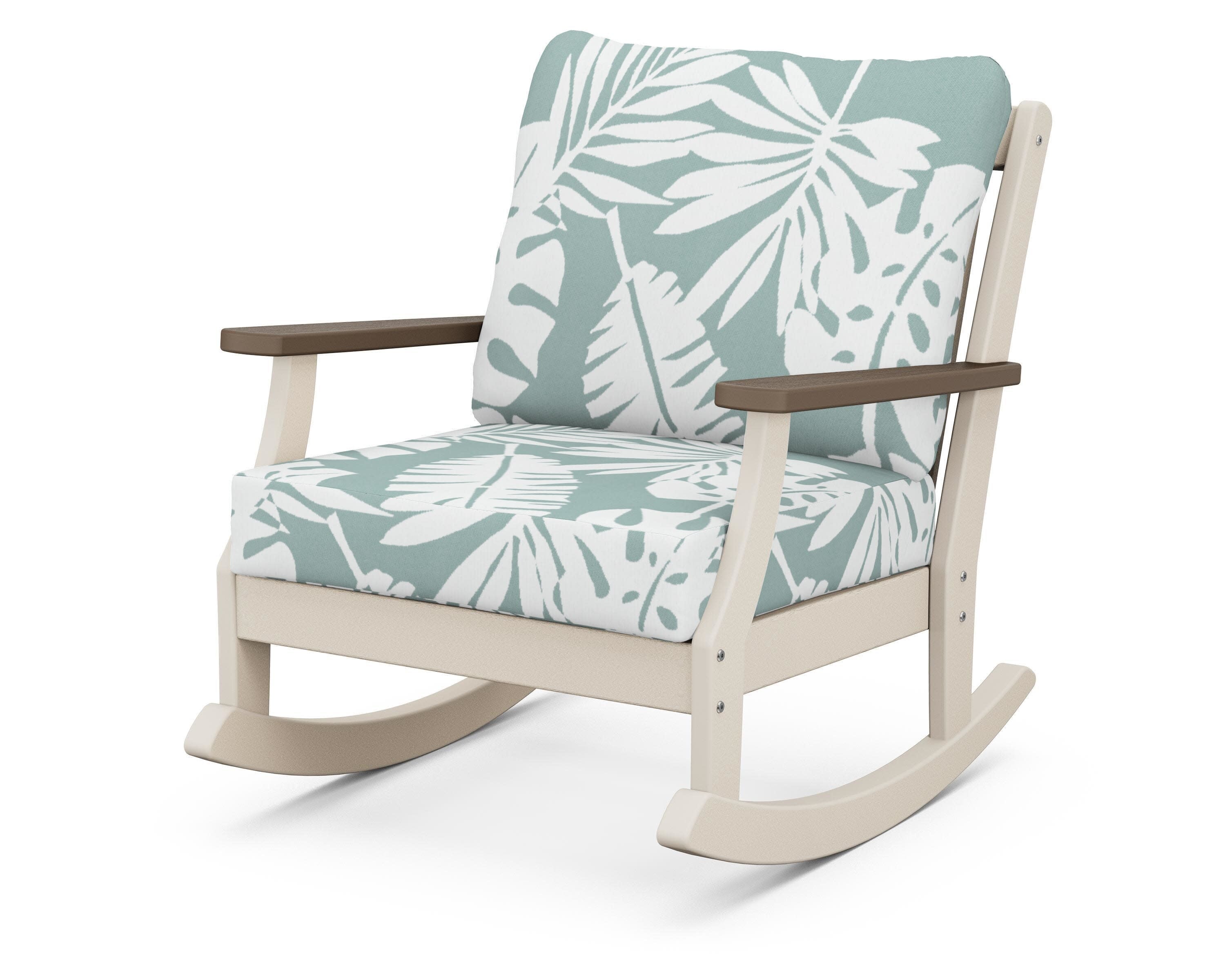 Braxton Deep Seating Rocking Chair in Sand / Kona / Leaf Glacier Spa