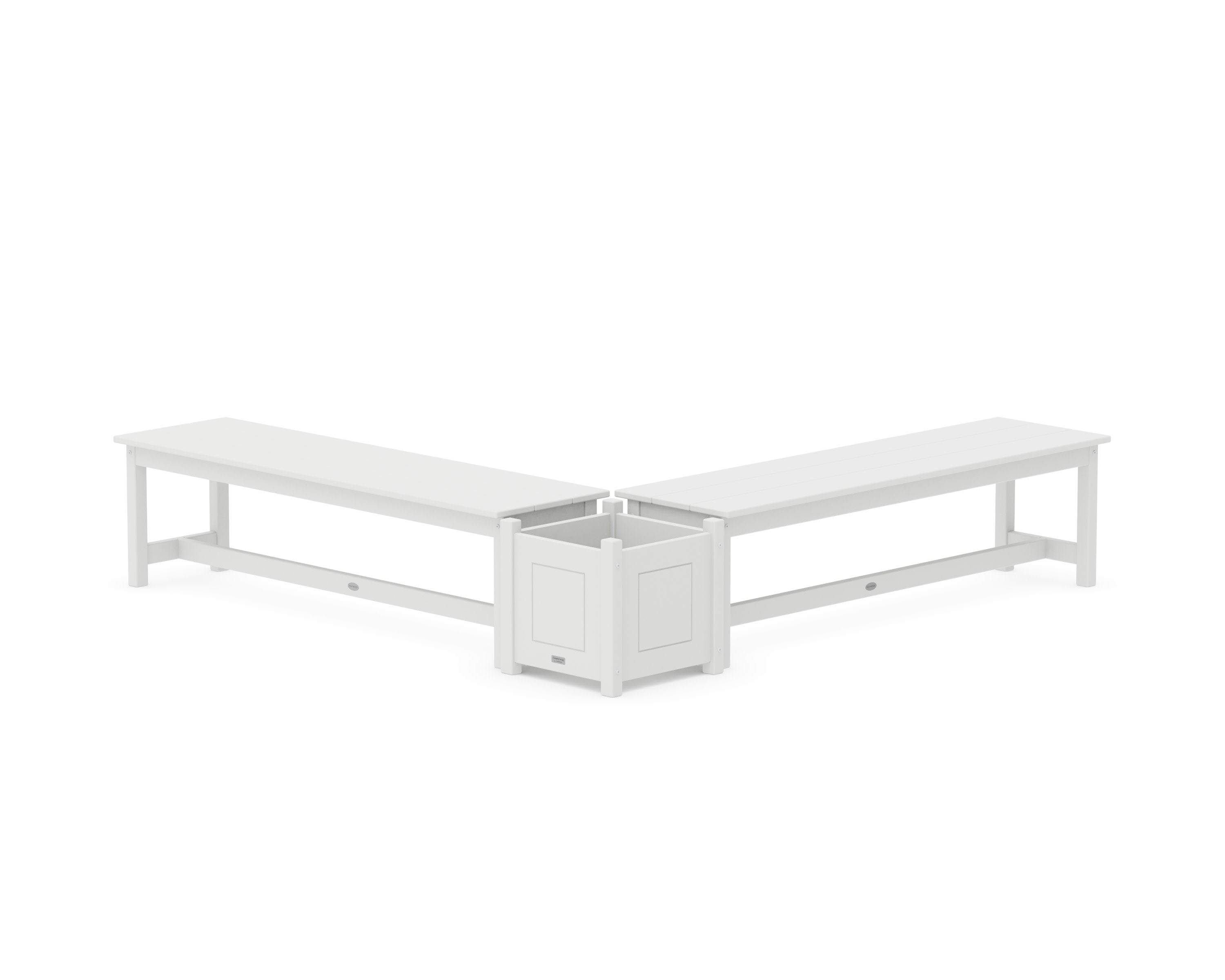 60" Country Living L- Shaped Planter Bench Set in White