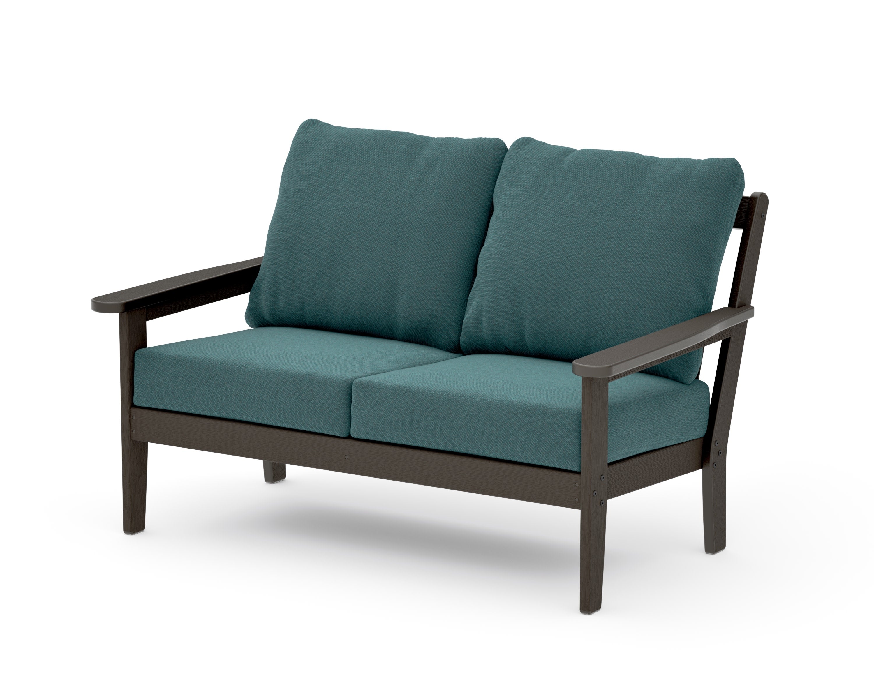 Cottage Deep Seating Loveseat in Vintage Coffee / Ocean Teal