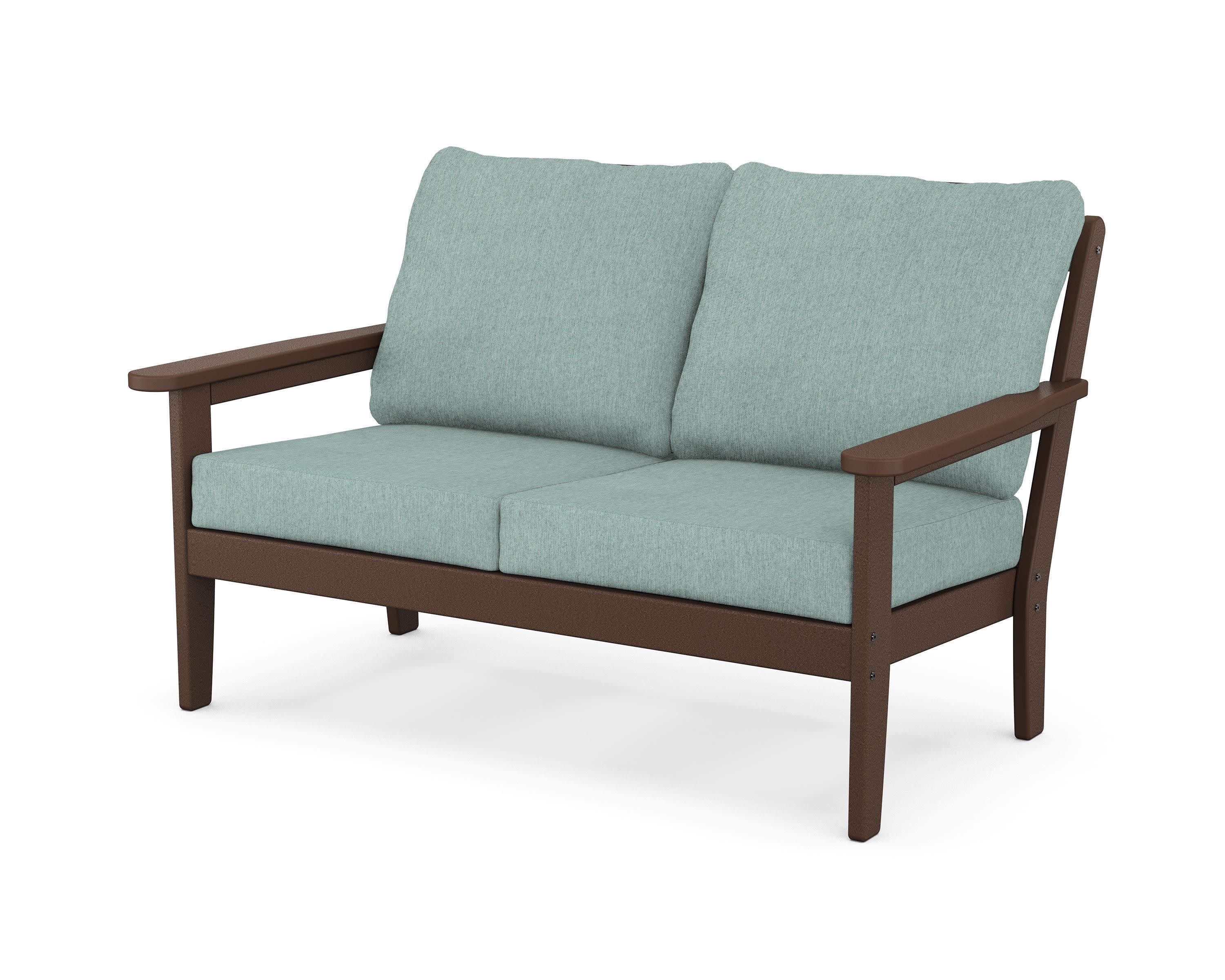 Cottage Deep Seating Loveseat in Mahogany / Glacier Spa