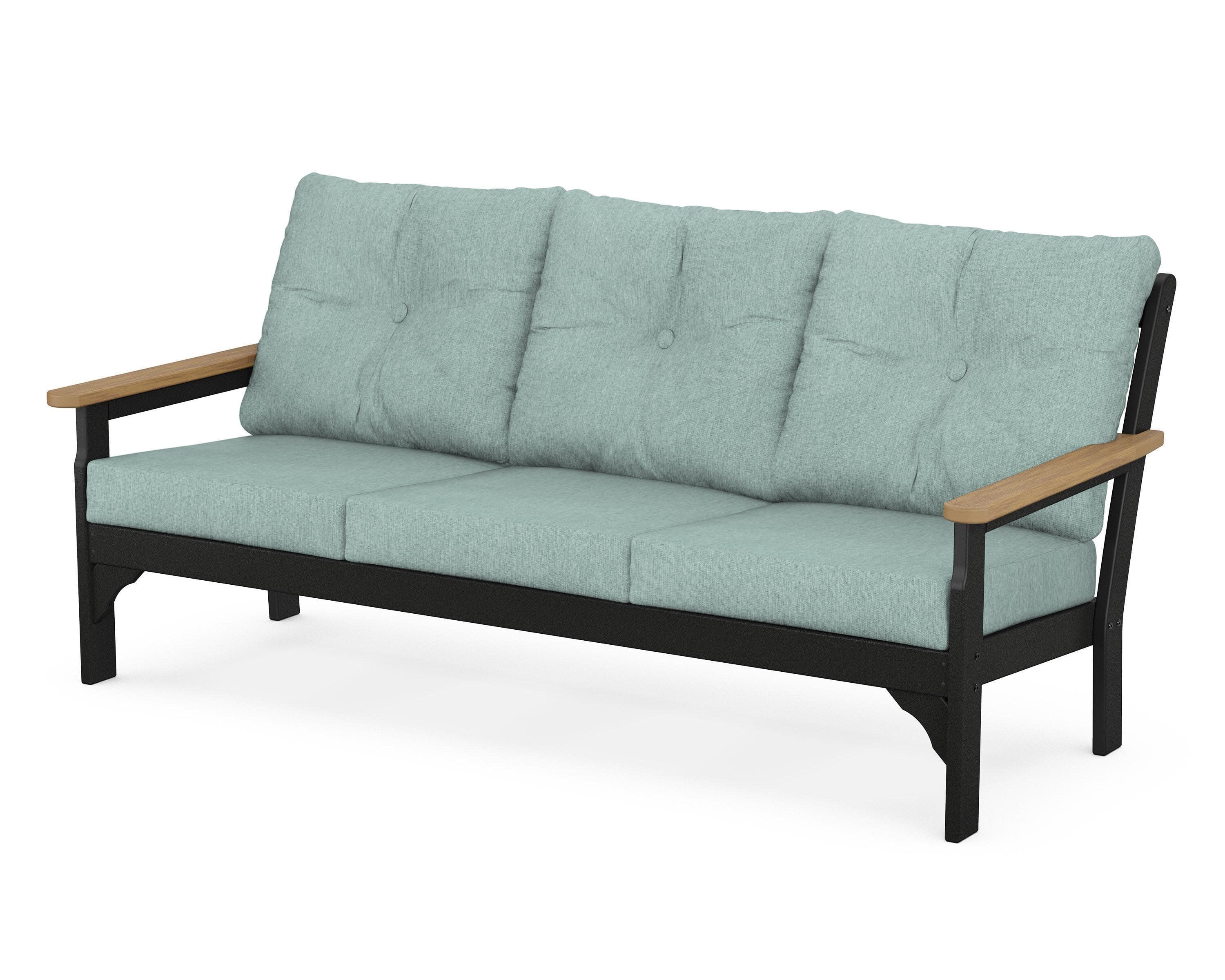 Vineyard Deep Seating Sofa in Black / Natural / Glacier Spa
