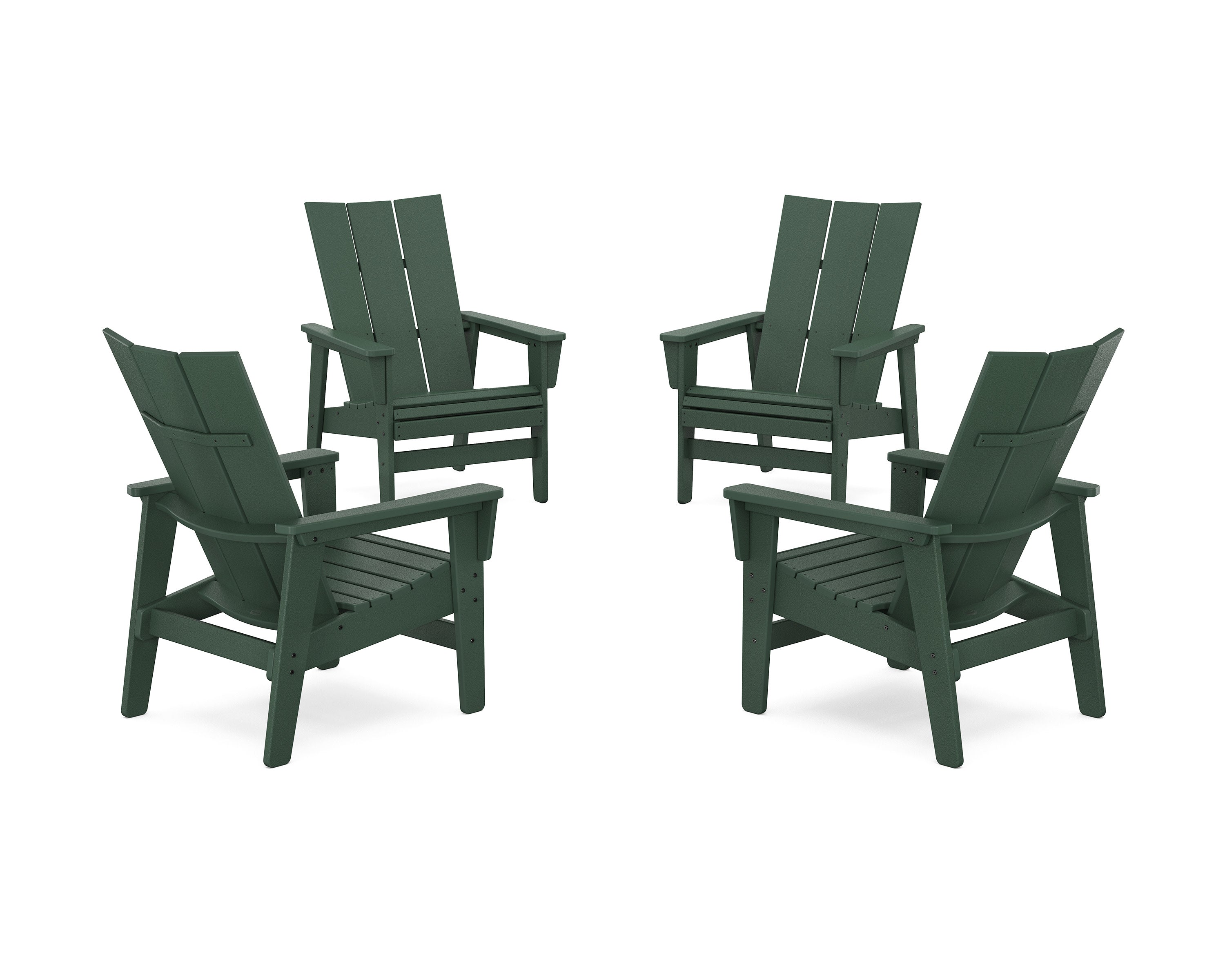 4-Piece Modern Grand Upright Adirondack Chair Conversation Set in Green