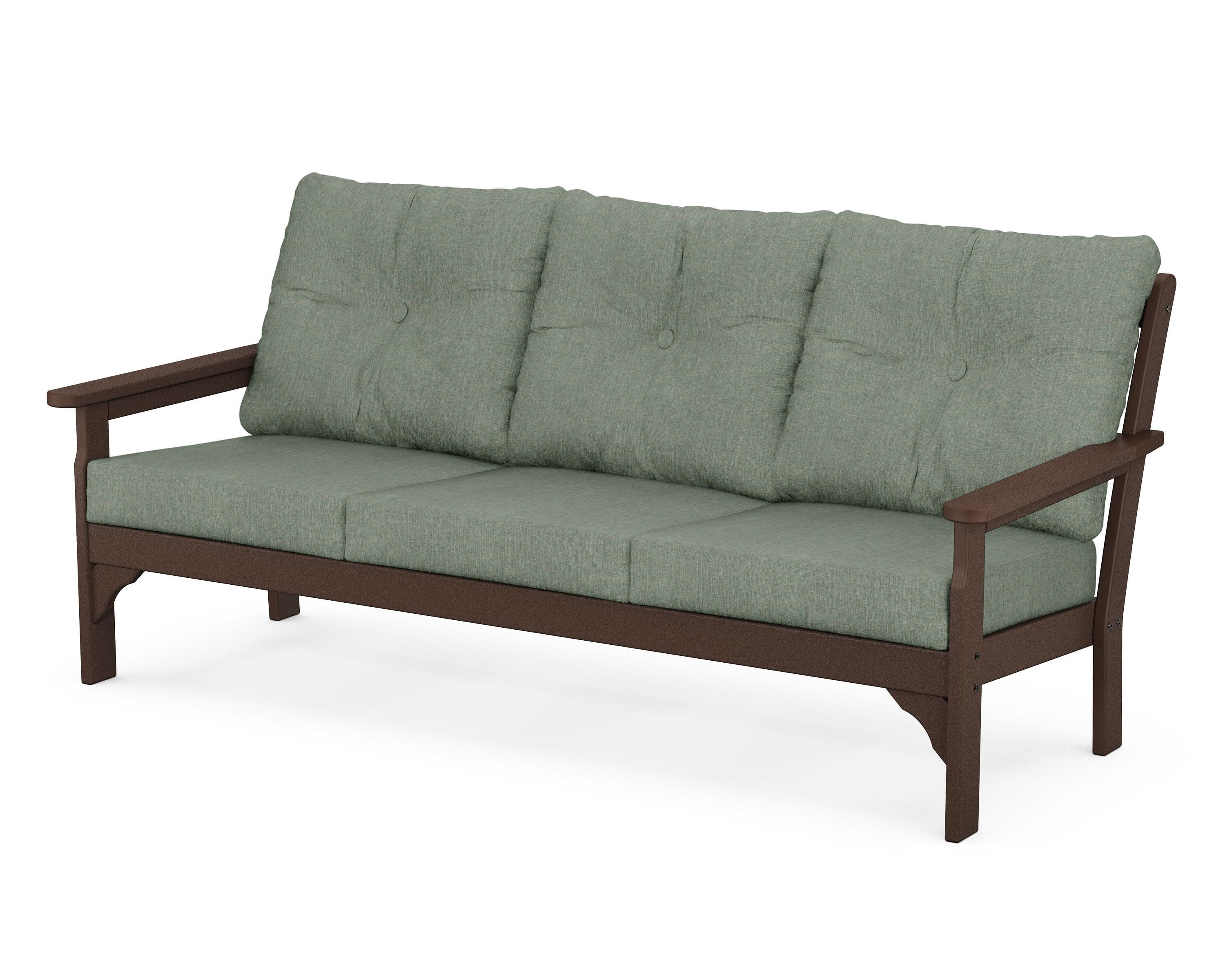 Vineyard Deep Seating Sofa in Mahogany / Cast Sage