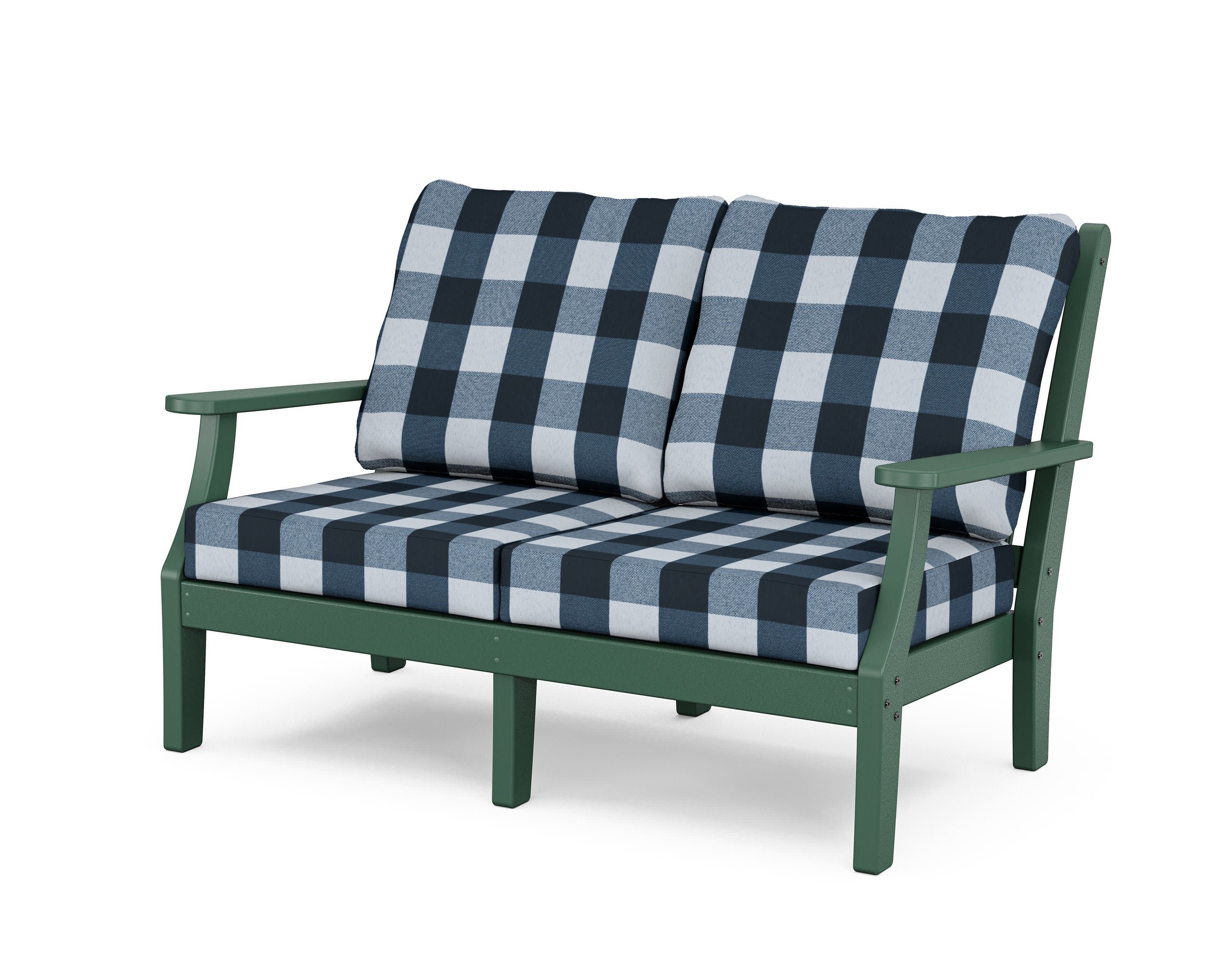 Wovendale Deep Seating Loveseat in Green / Buffalo Plaid Marine Indigo