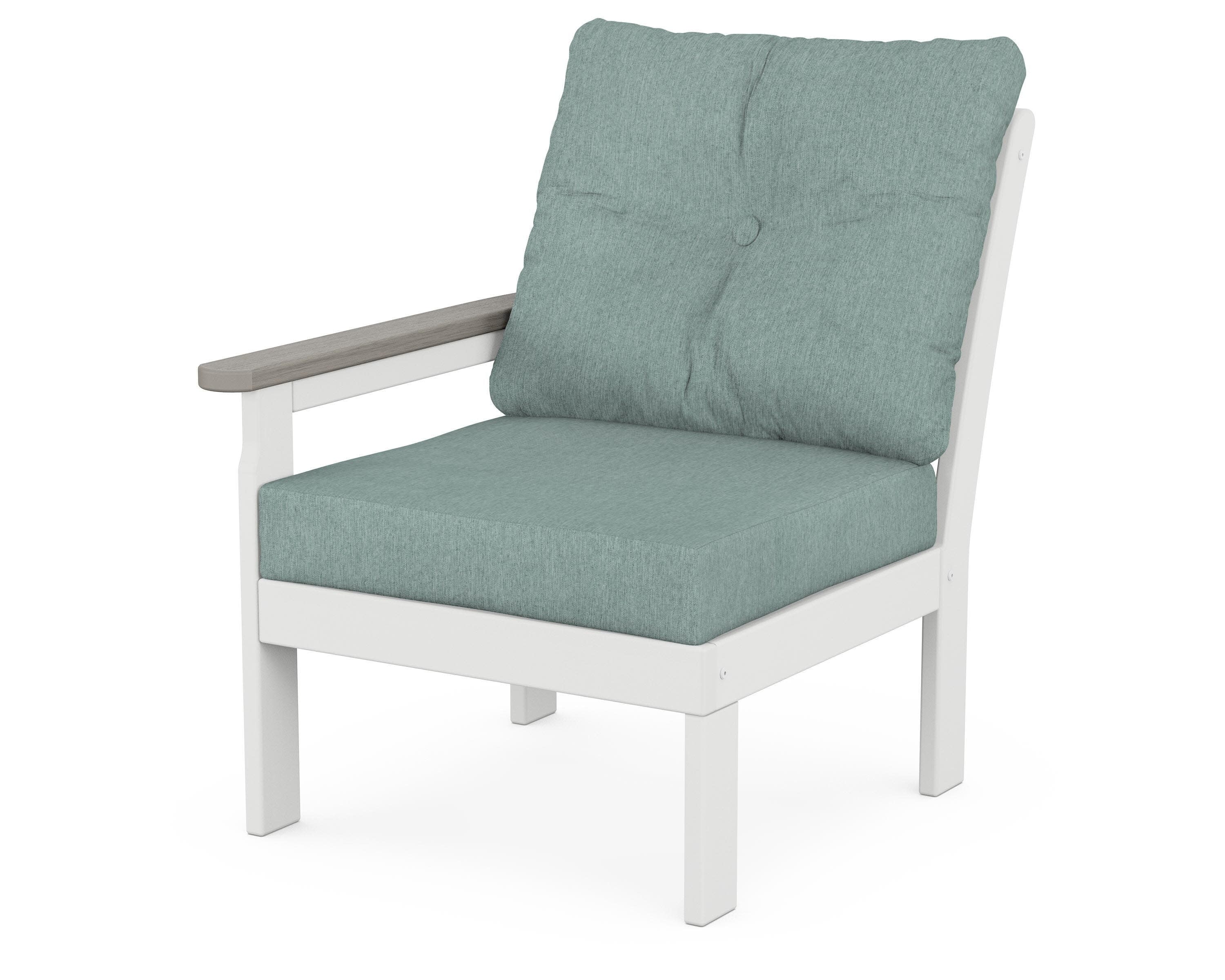 Vineyard Modular Left Arm Chair in White / Driftwood / Glacier Spa