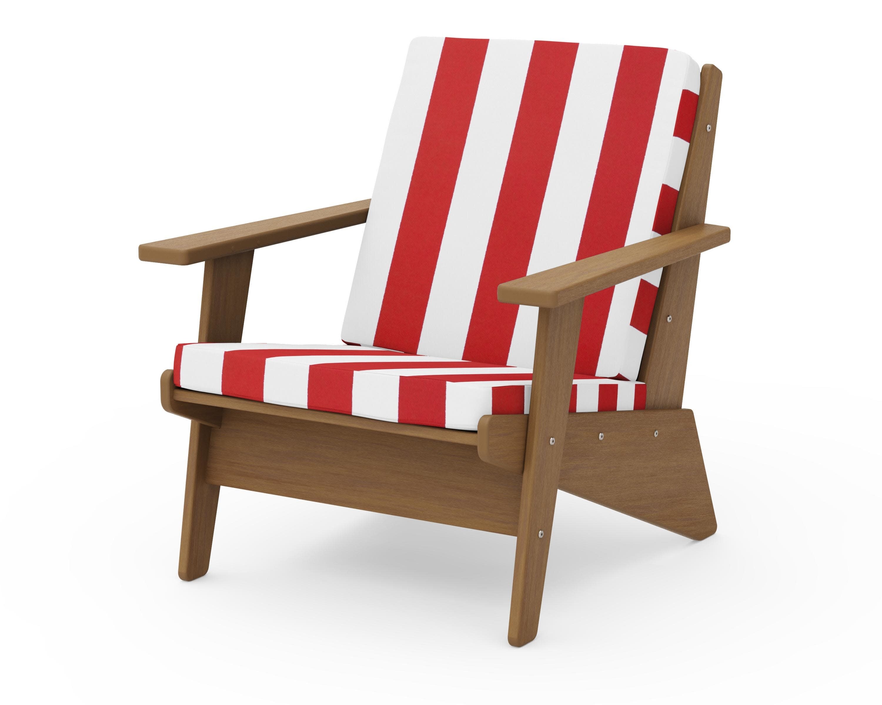 Riviera Modern Lounge Chair in Natural / Cabana Stripe Crimson