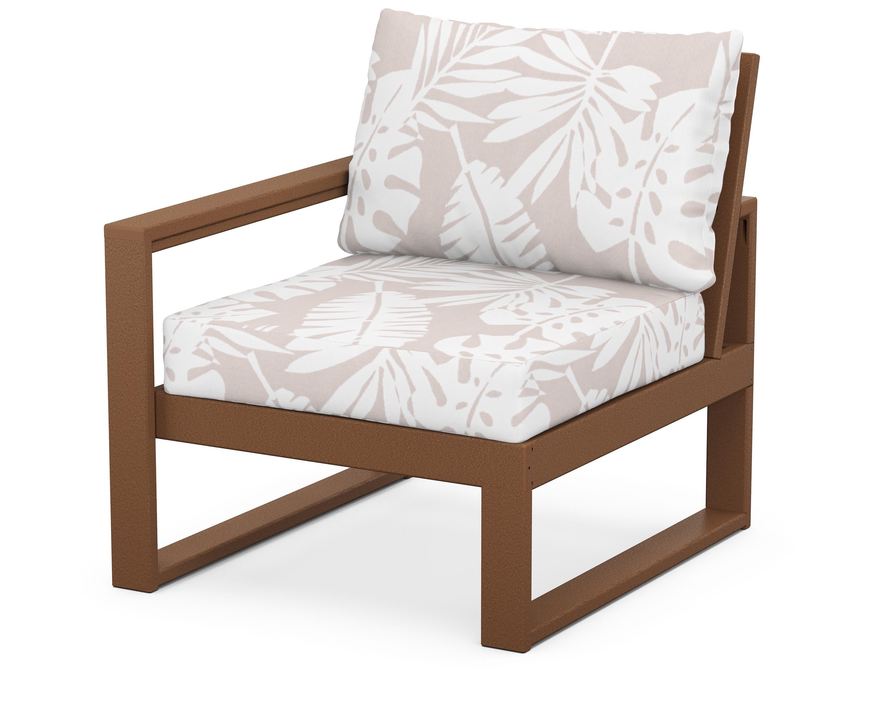 EDGE Modular Left Arm Chair in Teak / Leaf Dune Burlap