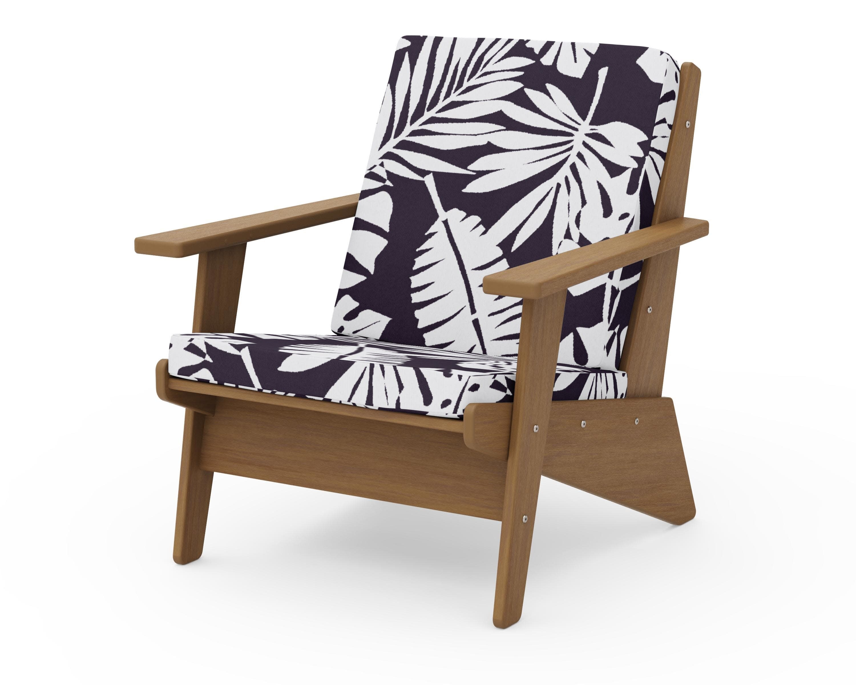 Riviera Modern Lounge Chair in Natural / Leaf Navy