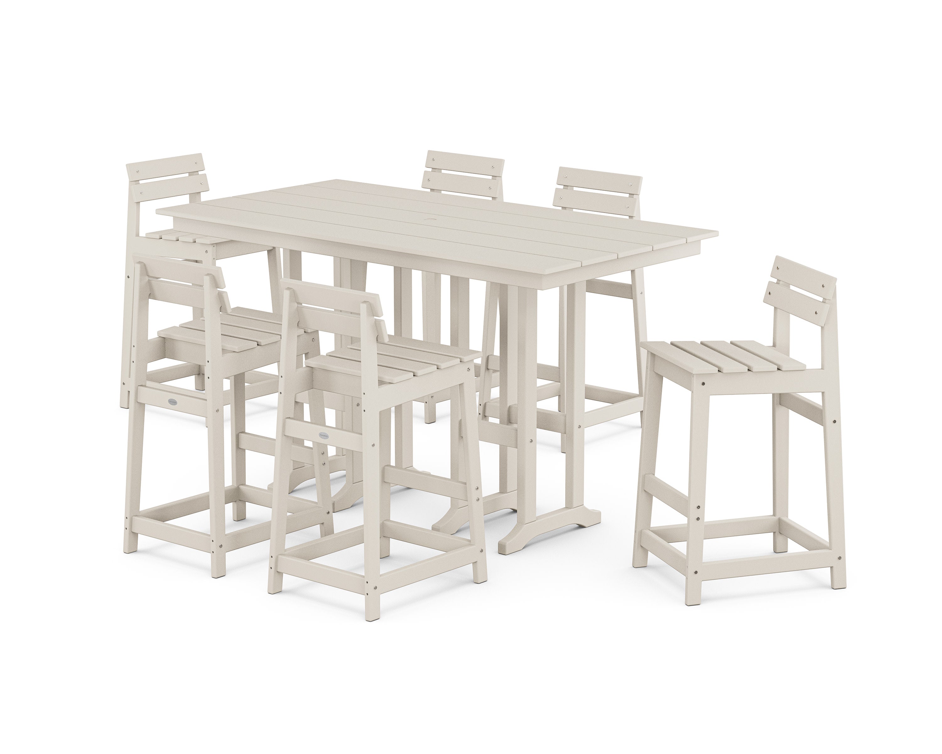 Modern Studio Plaza Lowback Bar Chair 7-Piece Set in Sand