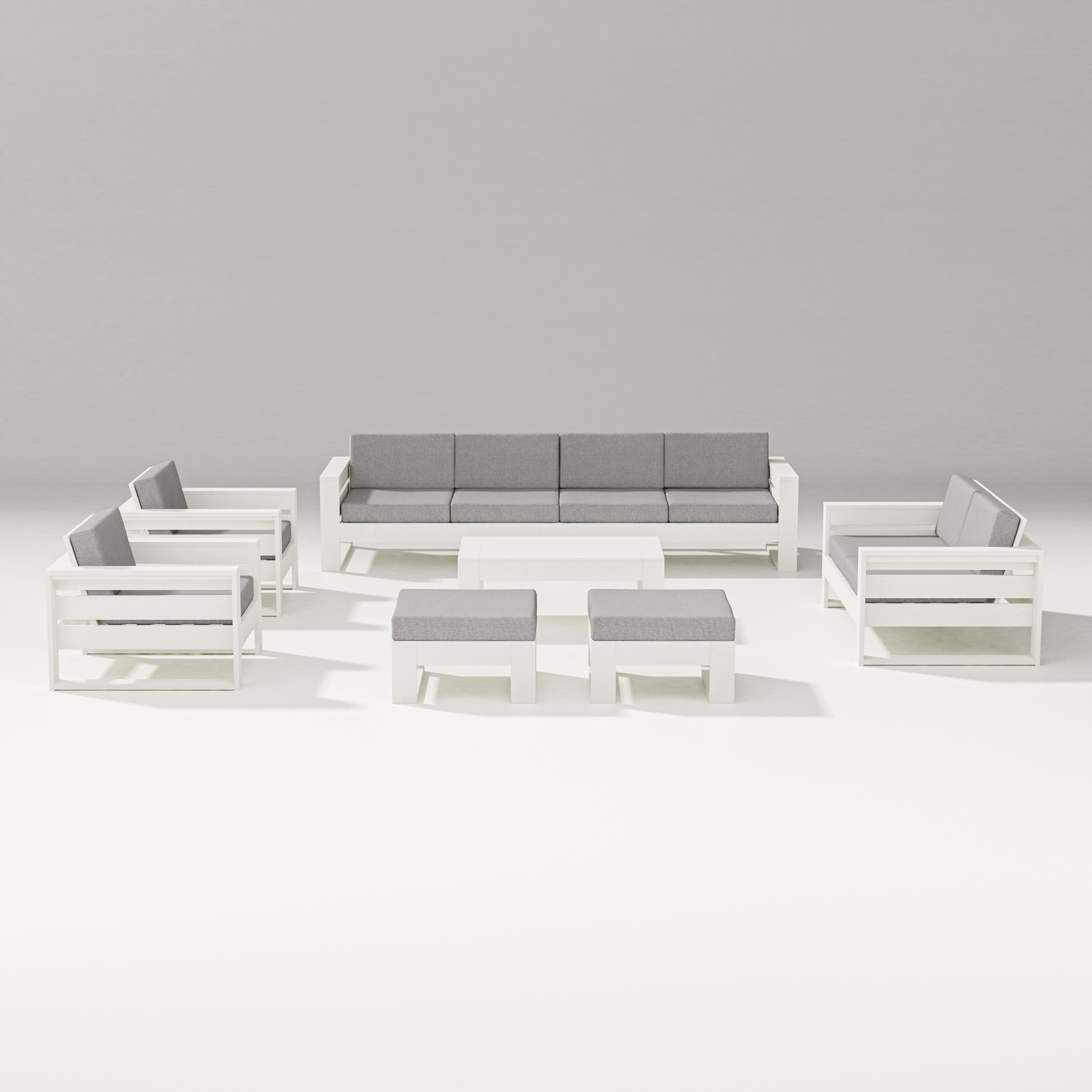 Latitude 8-Piece Lounge Sofa Set in Vintage White / Grey Mist