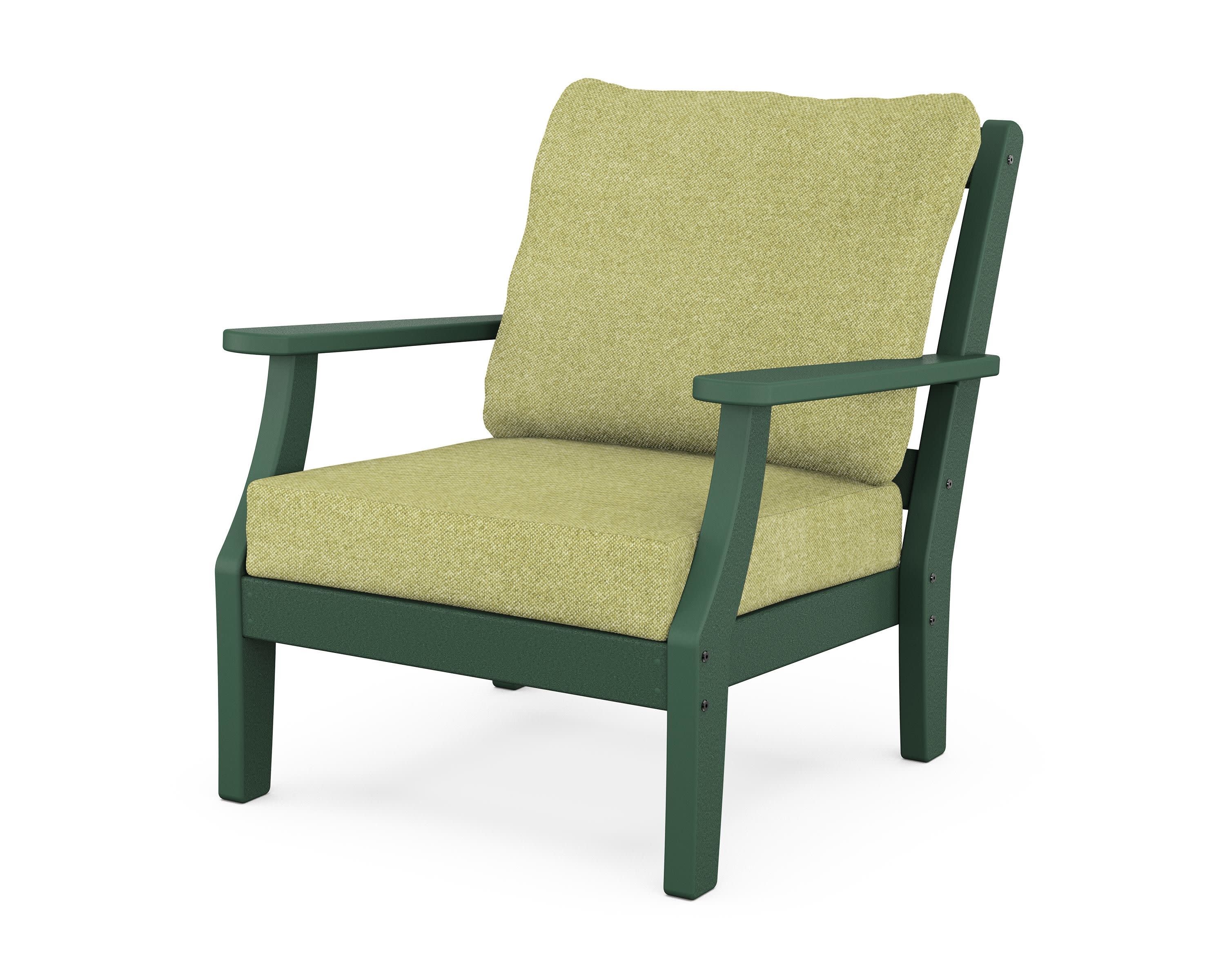 Chinoiserie Deep Seating Chair in Green / Chartreuse Boucle