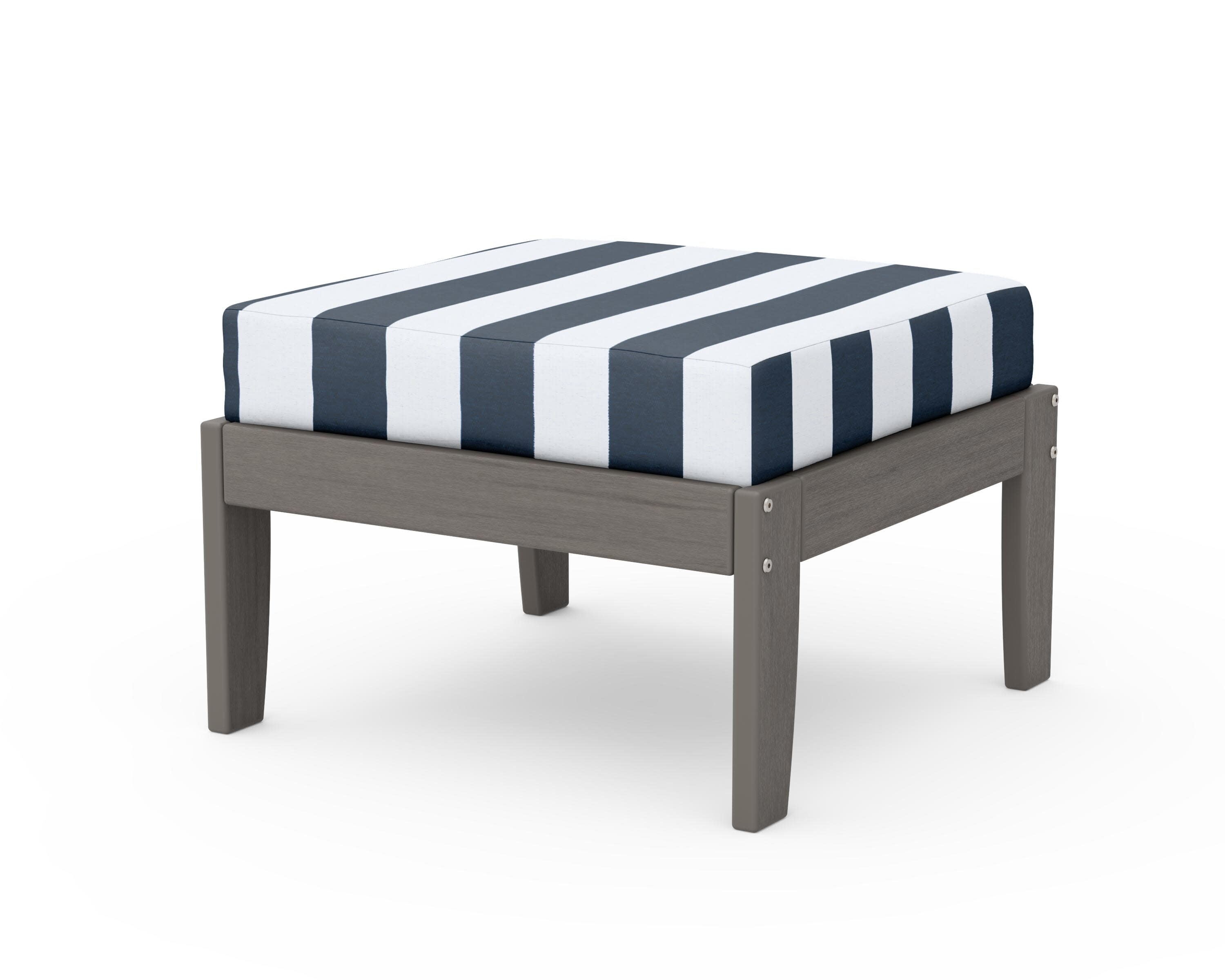 Modular Ottoman - Classic in Driftwood / Cabana Stripe Marine Indigo