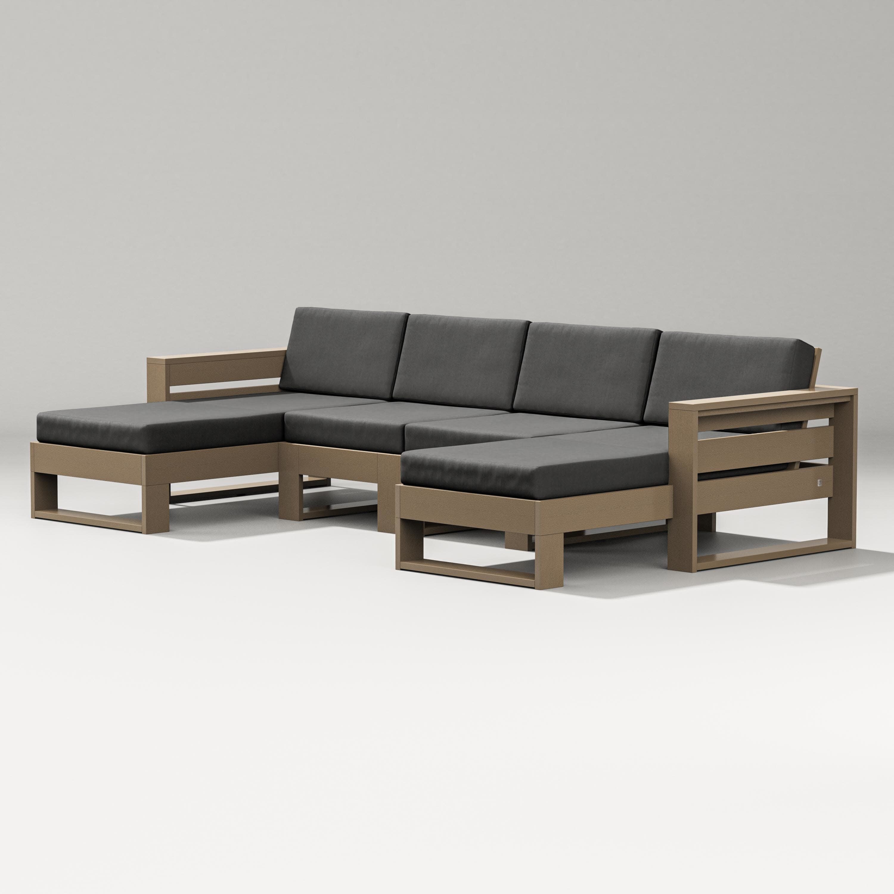 Latitude Double Chaise Sectional in Vintage Sahara / Spectrum Carbon