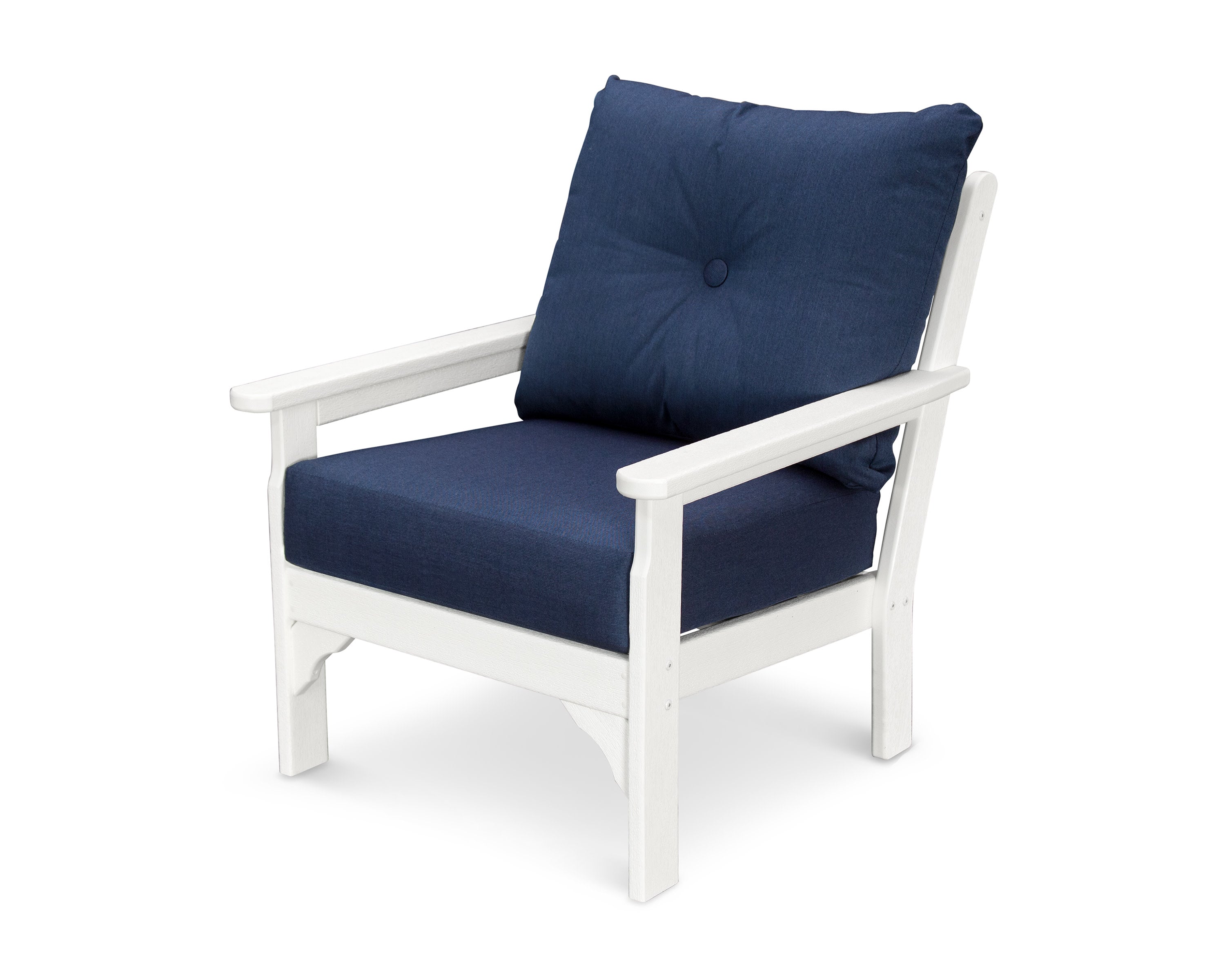 Vineyard Deep Seating Chair in Vintage White / Spectrum Indigo