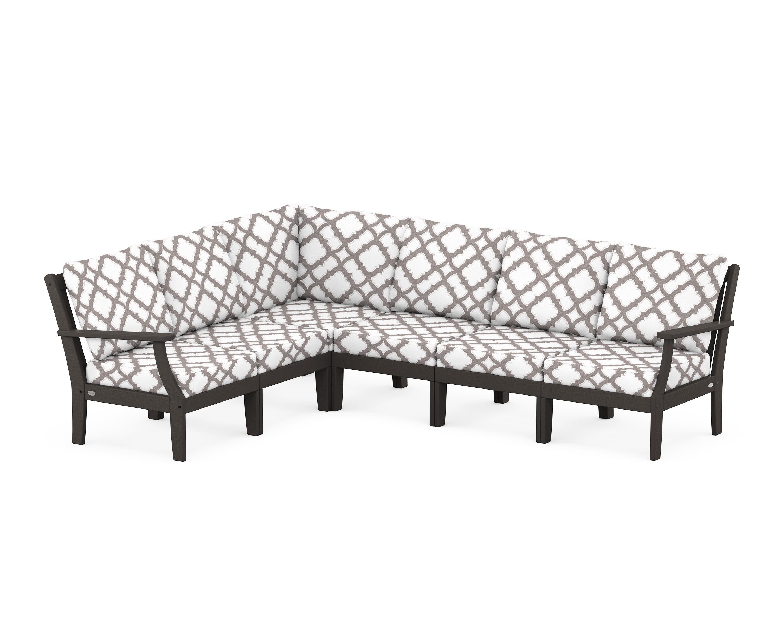Braxton Modular 6-Piece Deep Seating Set in Vintage Coffee / Trellis Grey Mist