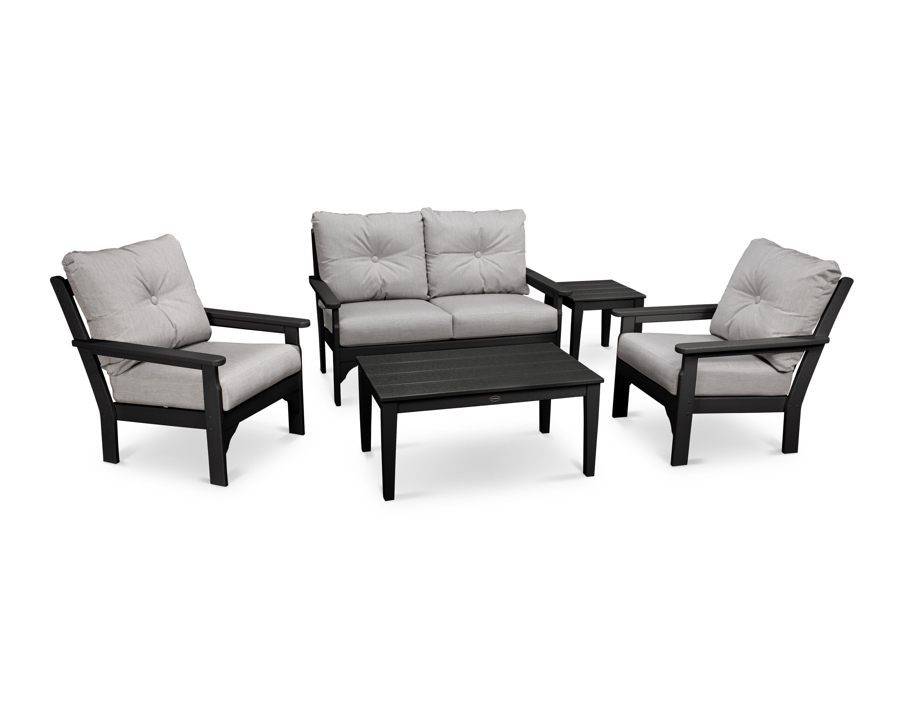 Vineyard 5-Piece Deep Seating Set in Black / Granite