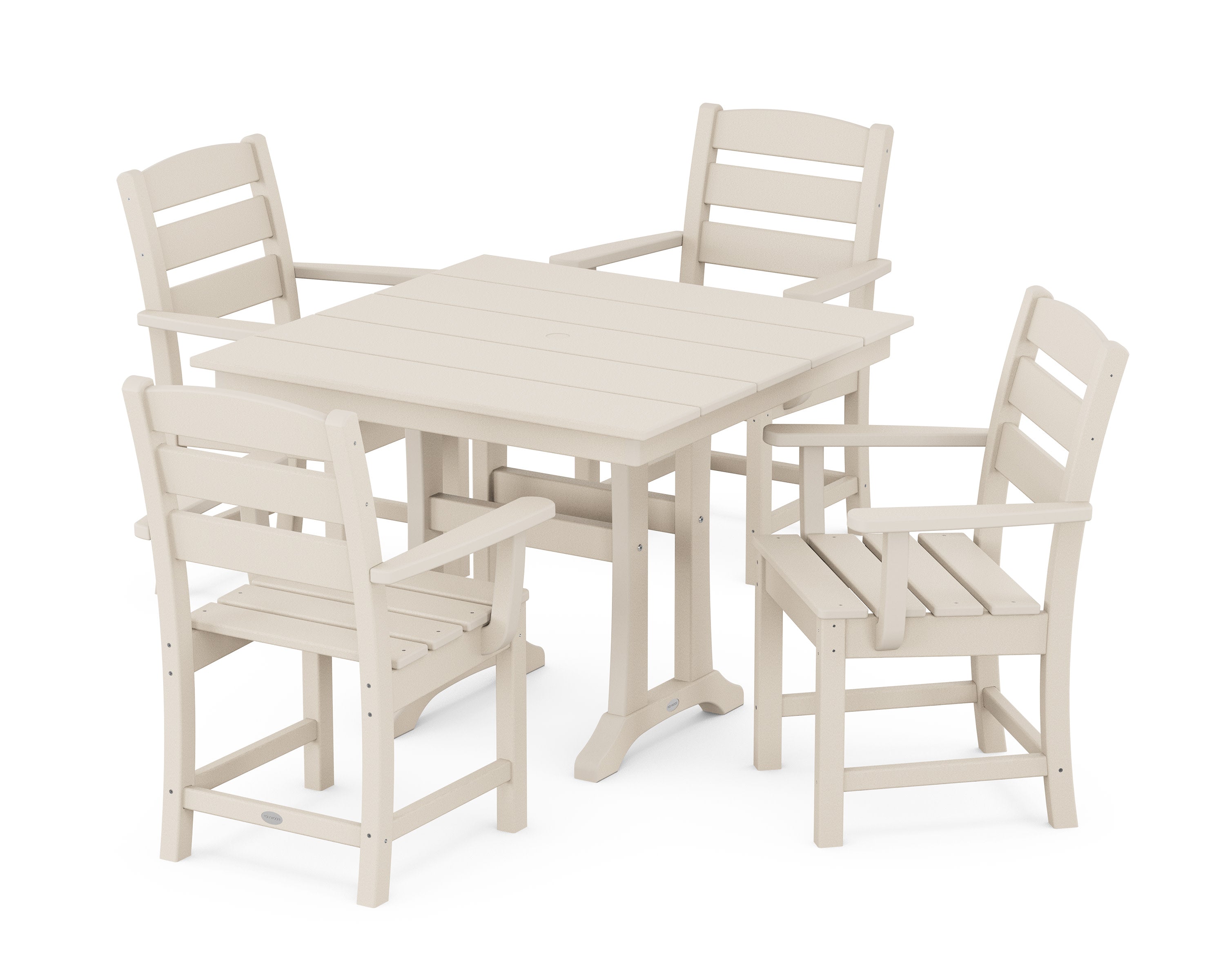 Lakeside 5-Piece Farmhouse Trestle Arm Chair Dining Set in Sand
