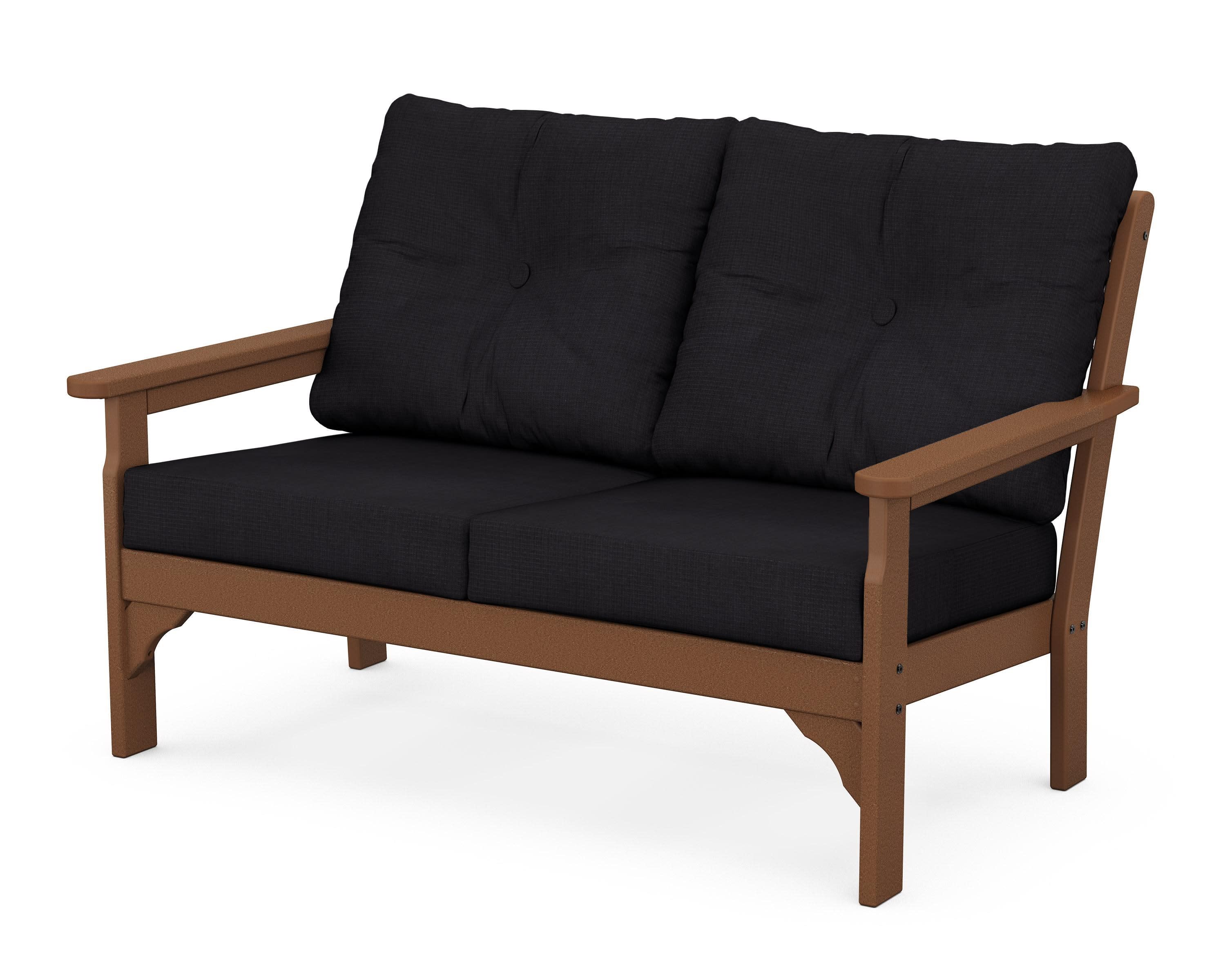 Vineyard Deep Seating Loveseat in Teak / Midnight Linen