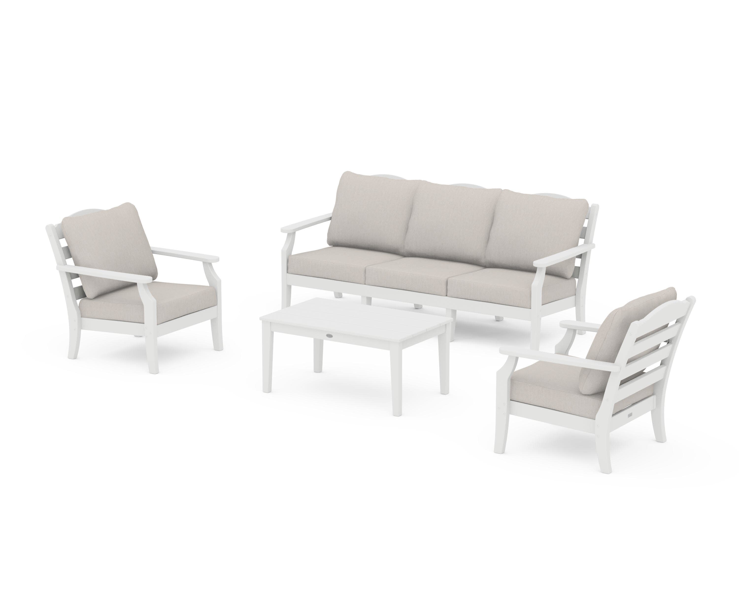 Savannah 4-Piece Deep Seating Set with Sofa in White / Cast Ash