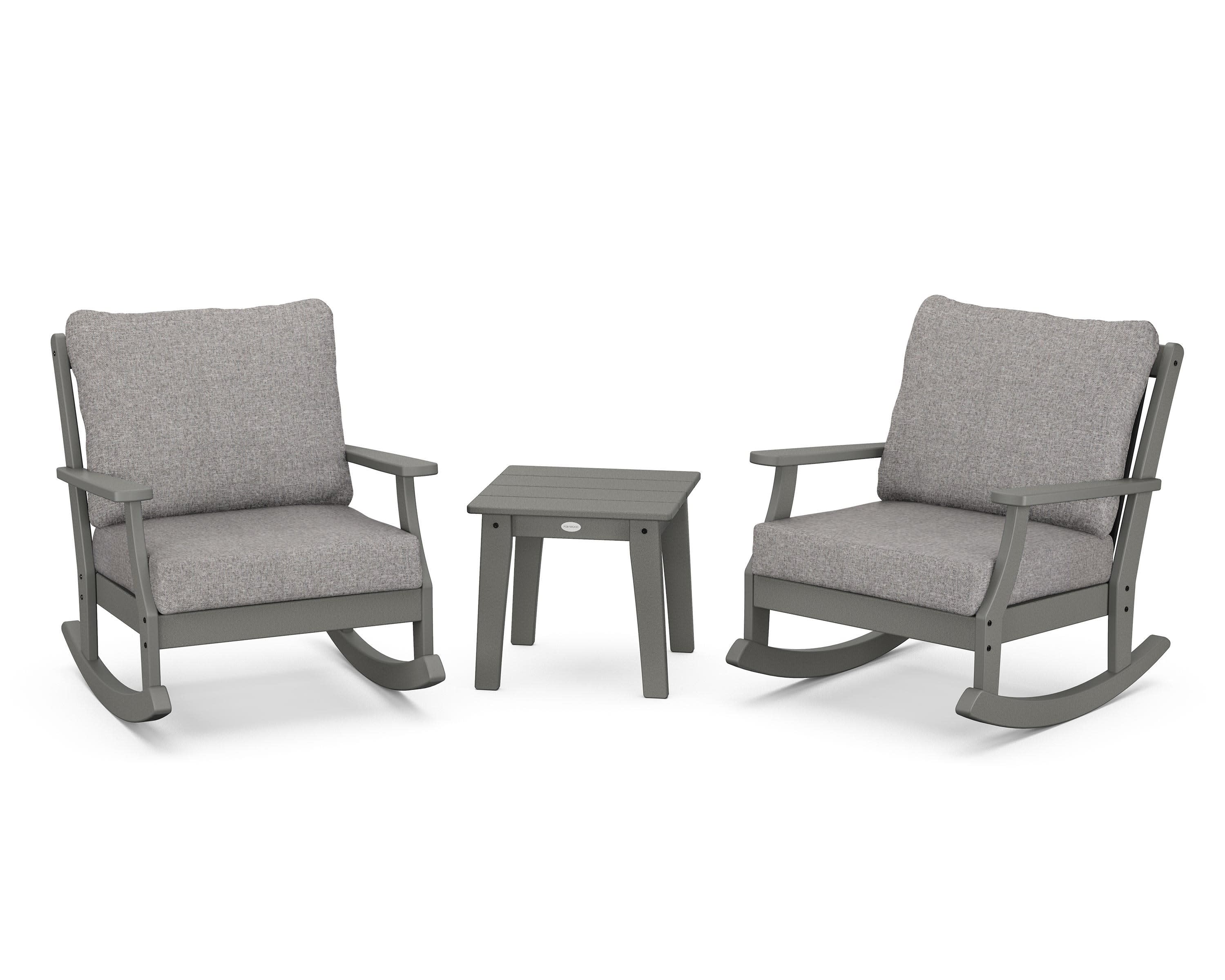 Braxton 3-Piece Deep Seating Rocker Set in Slate Grey / Grey Mist